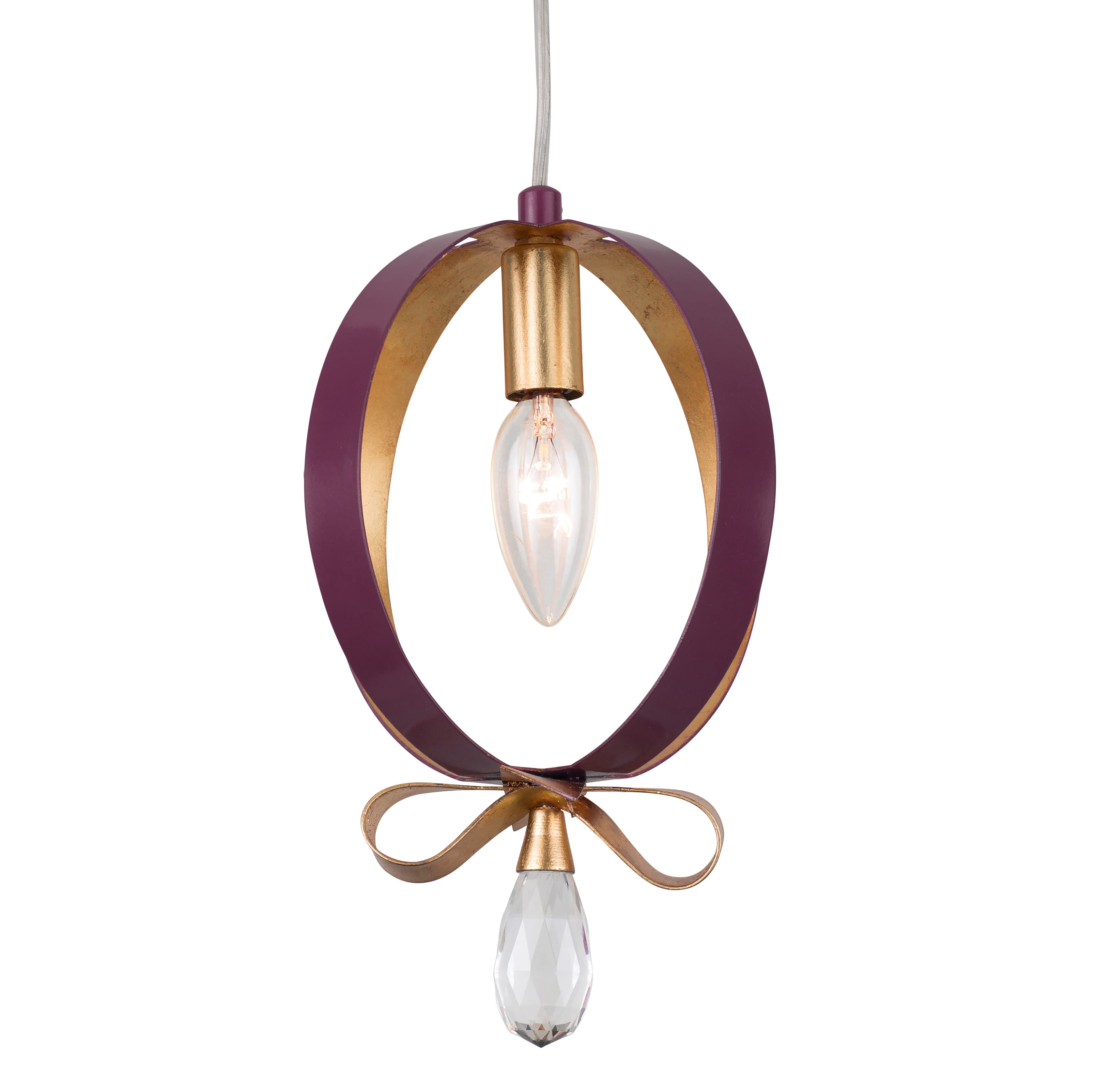 Varaluz Posh Mini Pendant in Plum with Gold Leaf