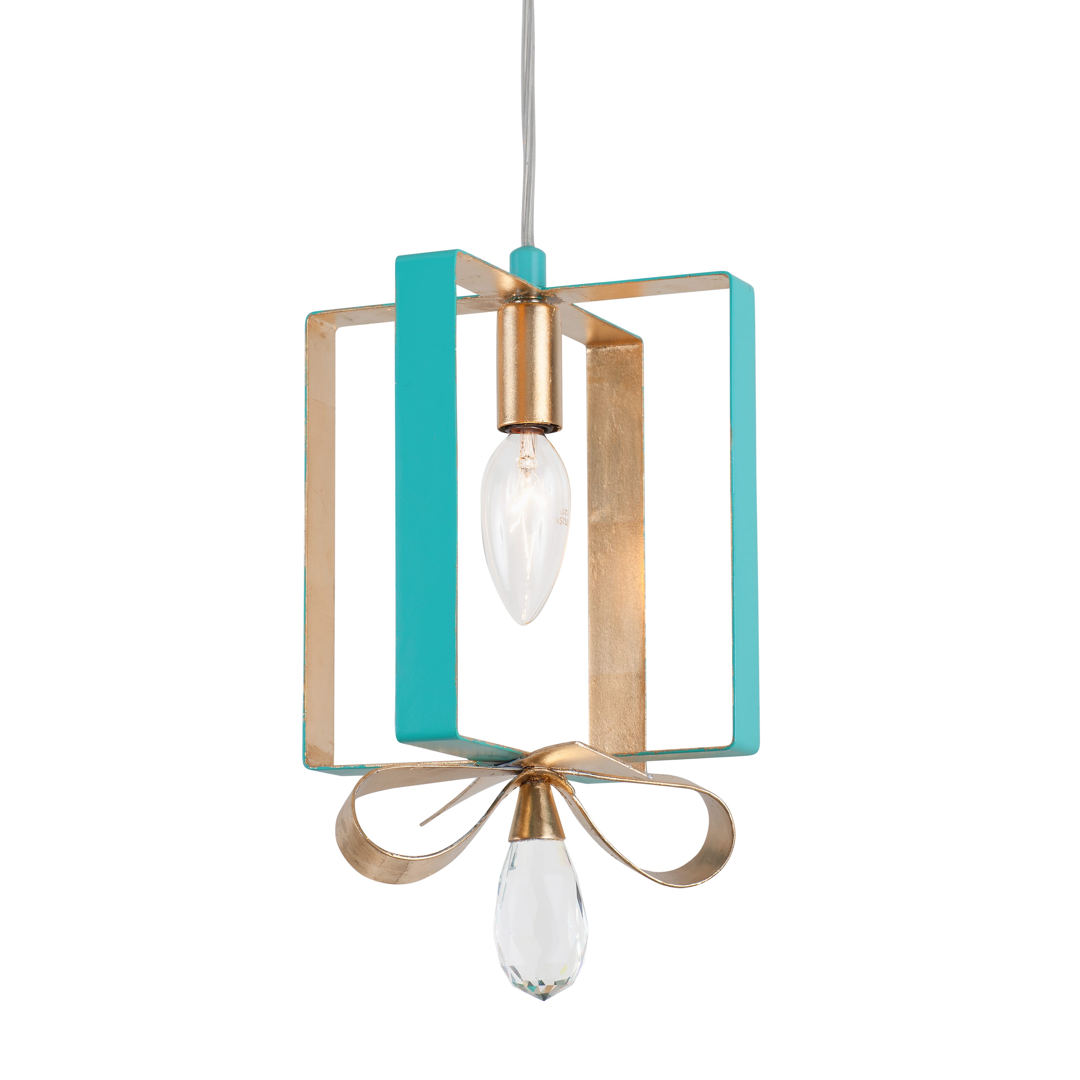 Varaluz Posh Mini Pendant in Aqua with Gold Leaf