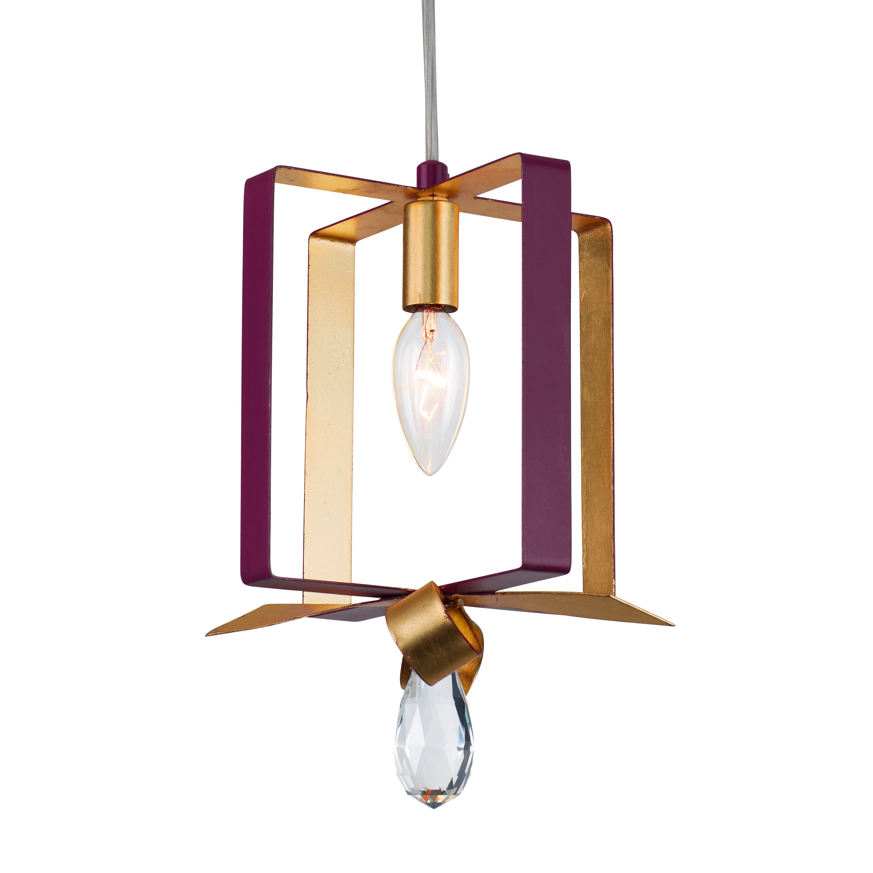 Varaluz Posh Mini Pendant in Plum with Gold Leaf