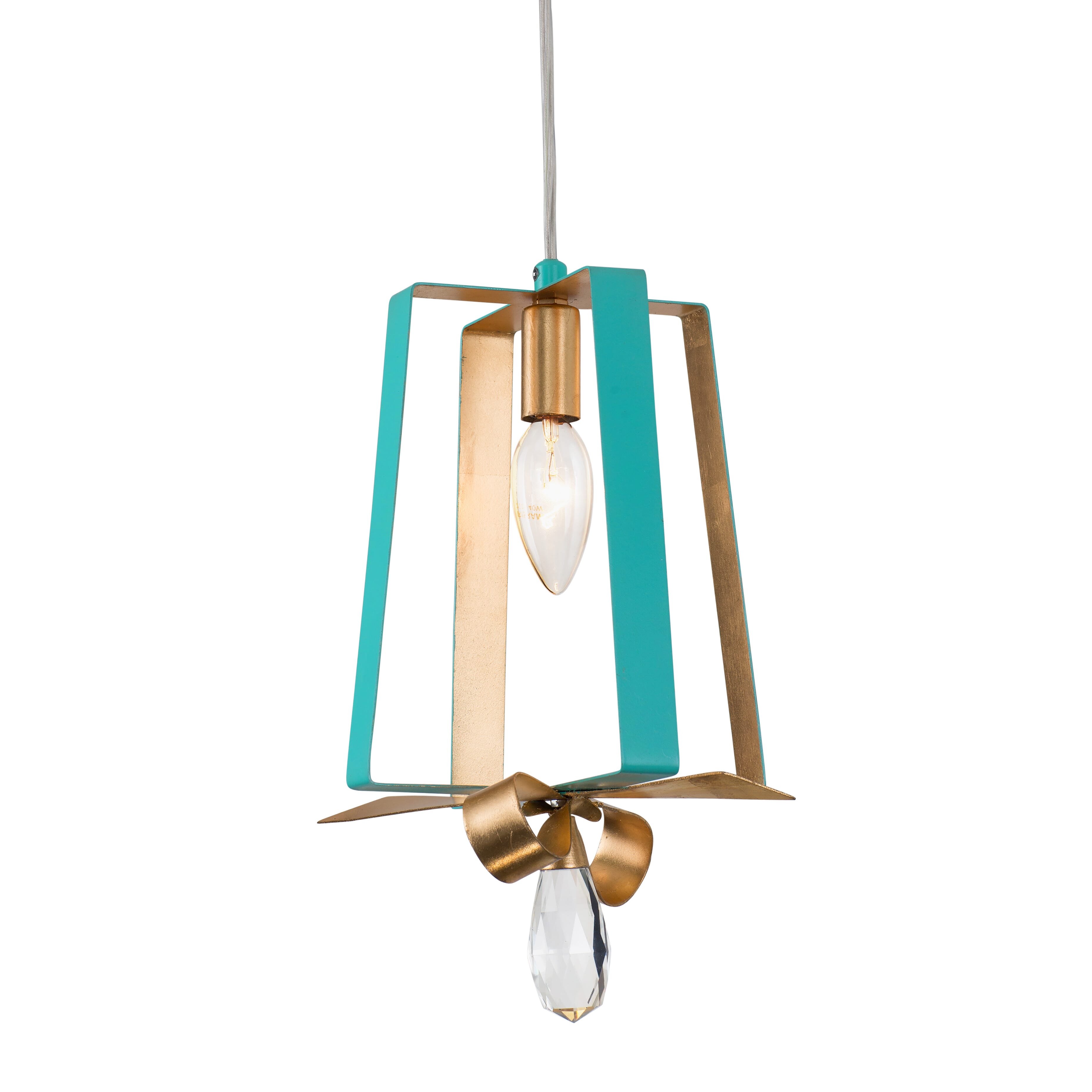 Varaluz Posh Mini Pendant in Aqua with Gold Leaf