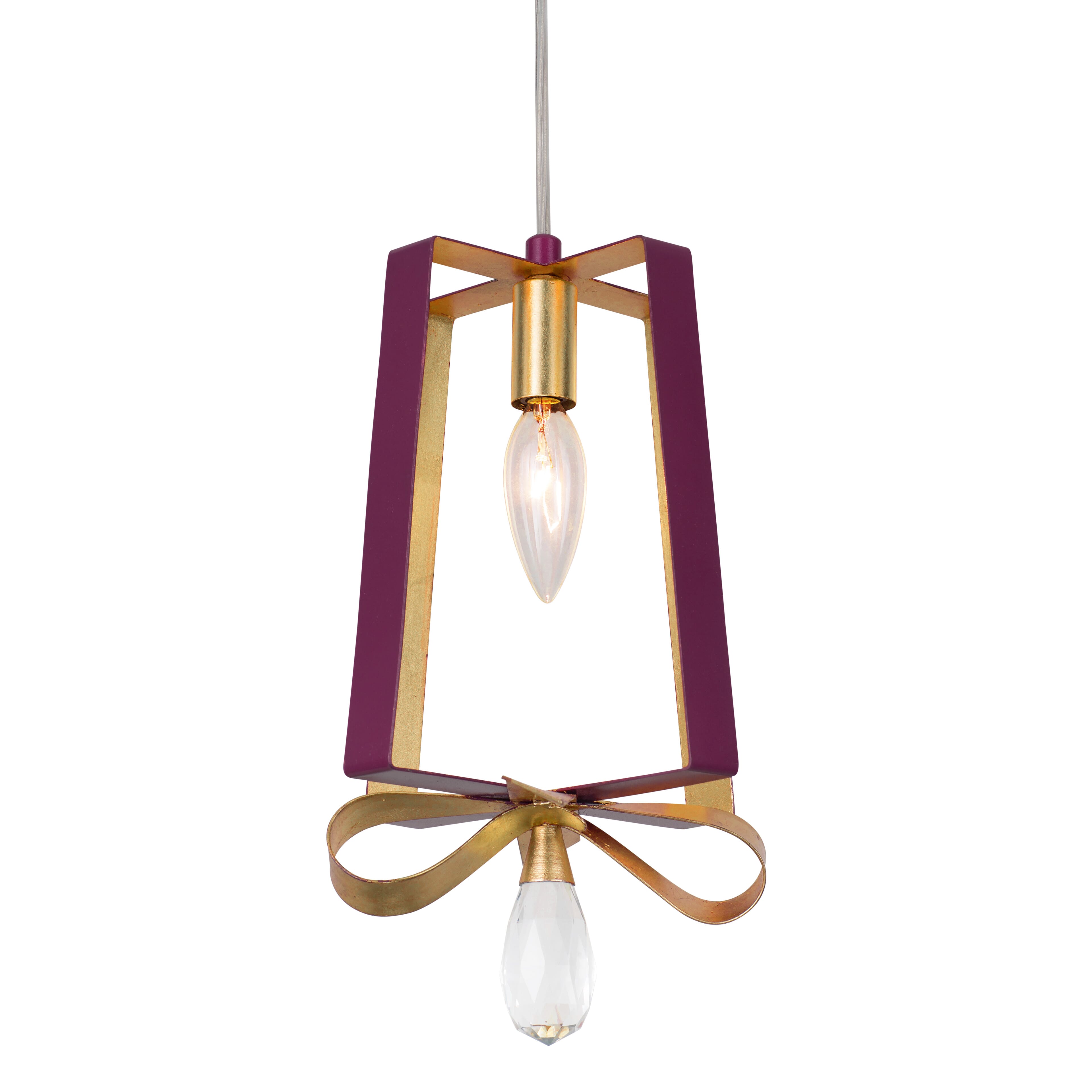 Varaluz Posh Mini Pendant in Plum with Gold Leaf