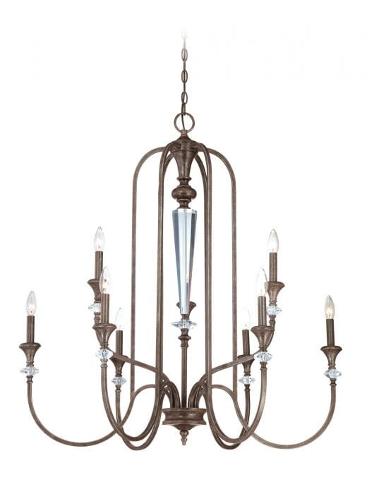 Craftmade Boulevard 9-Light Chandelier in Mocha Bronze Silver Wash