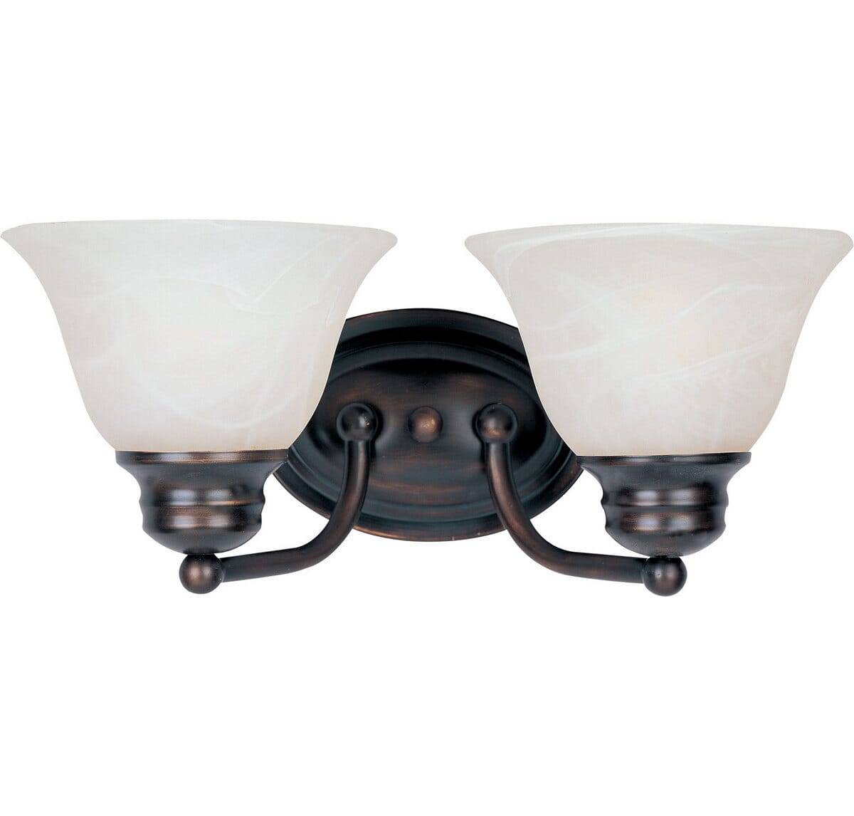 Maxim Lighting Malaga 13.25" 2-Light Marble Glass Bathroom Vanity Light in Bronze