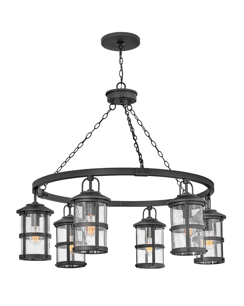 Hinkley Lakehouse 6-Light Outdoor Hanging Light in Black