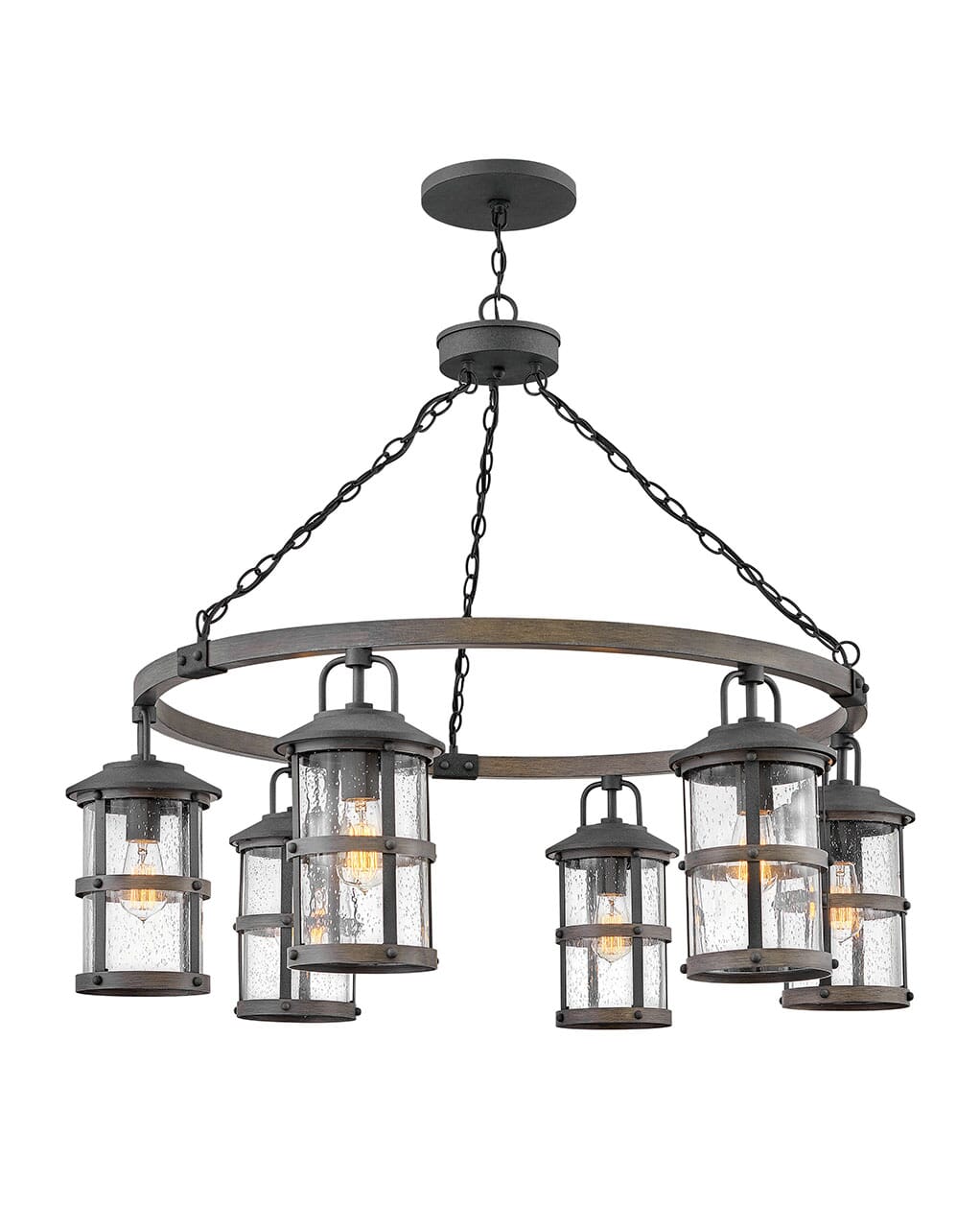 Hinkley Lakehouse 6-Light Outdoor Hanging Light in Aged Zinc