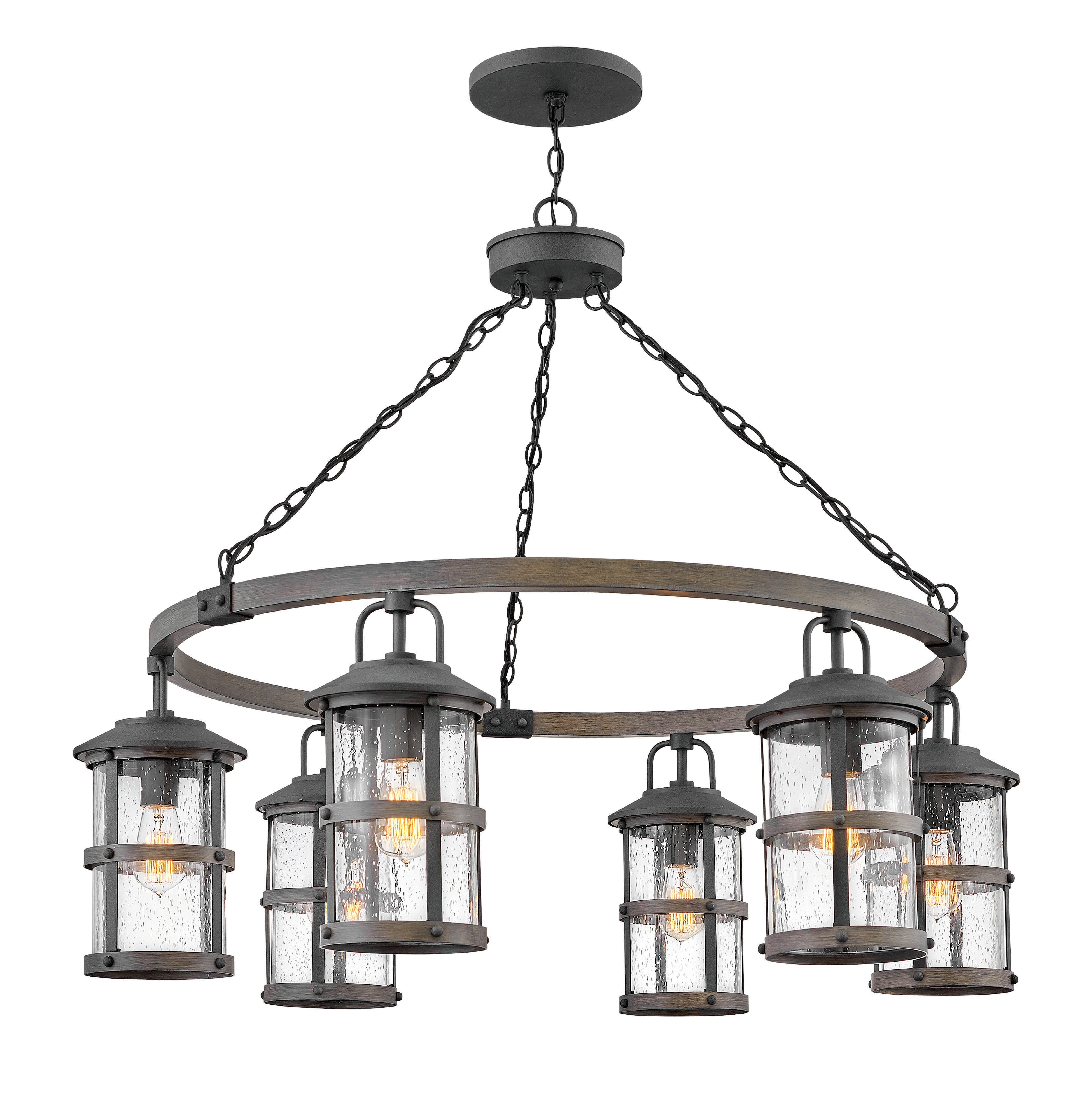 Hinkley Lakehouse 6-Light Outdoor Hanging Light in Aged Zinc