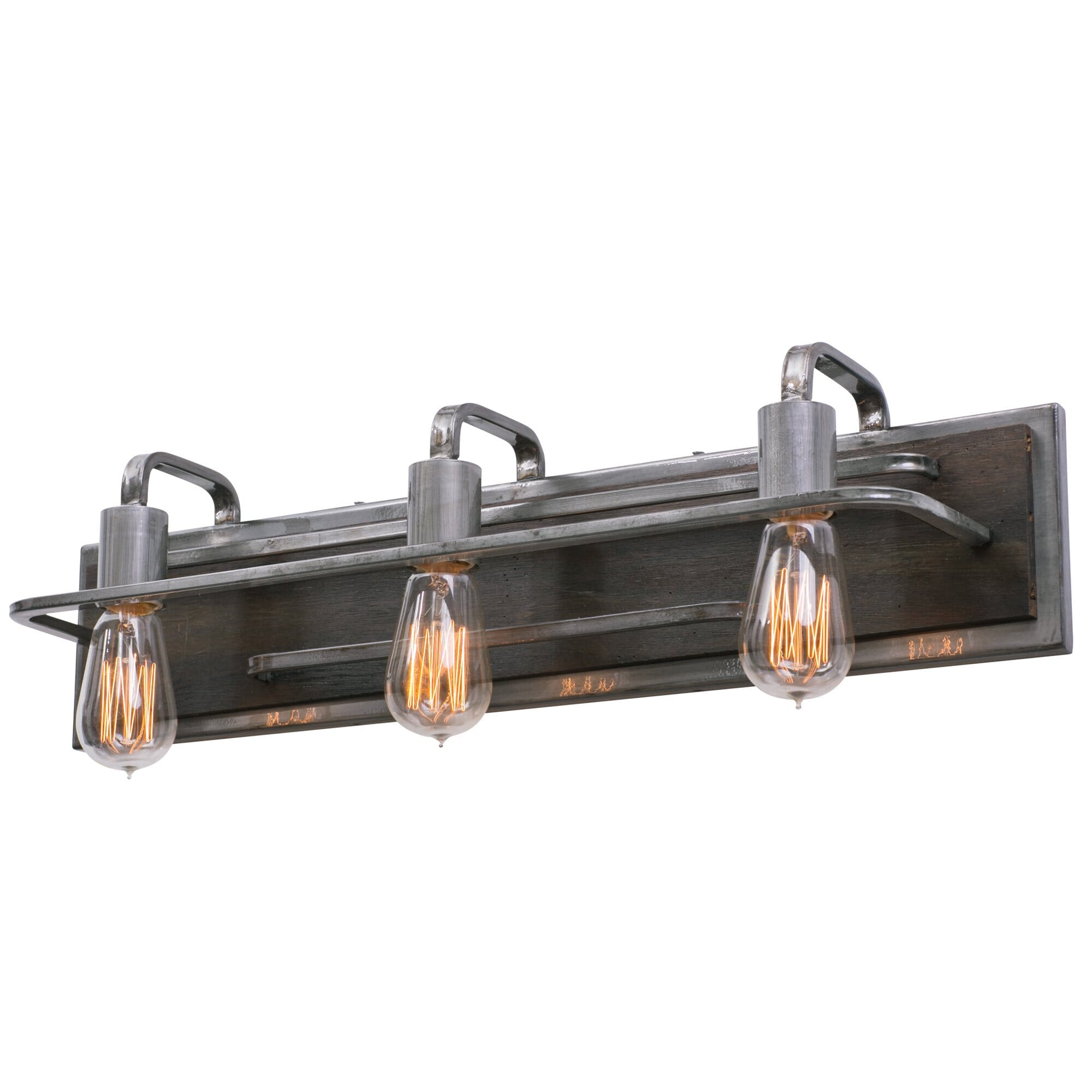 Varaluz Lofty 3-Light 6" Bathroom Vanity Light in Steel and Faux Zebrawood