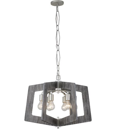 Varaluz Lofty 6-Light Modern Farmhouse Chandelier in Silverado and Gray Marine Grade