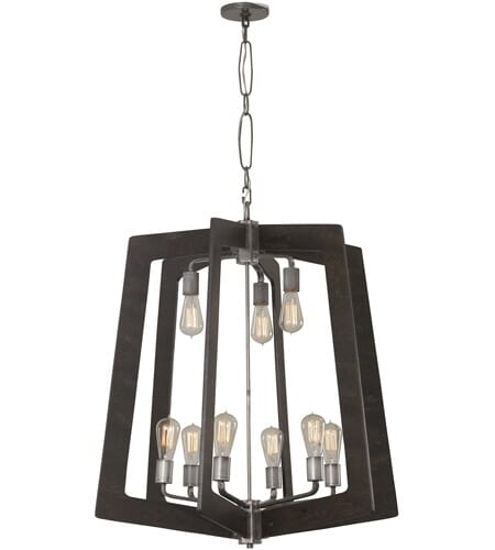 Varaluz Lofty 9-Light Modern Farmhouse Chandelier in Steel and Faux Zebrawood