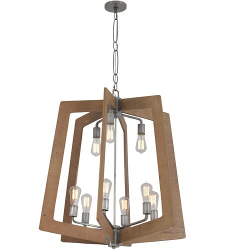 Varaluz Lofty 9-Light Modern Farmhouse Chandelier in Steel and Wheat Marine Grade