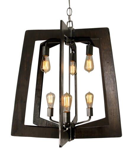 Varaluz Lofty 6-Light Modern Farmhouse Chandelier in Steel and Faux Zebrawood