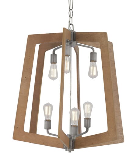 Varaluz Lofty 6-Light Modern Farmhouse Chandelier in Steel and Wheat Marine Grade