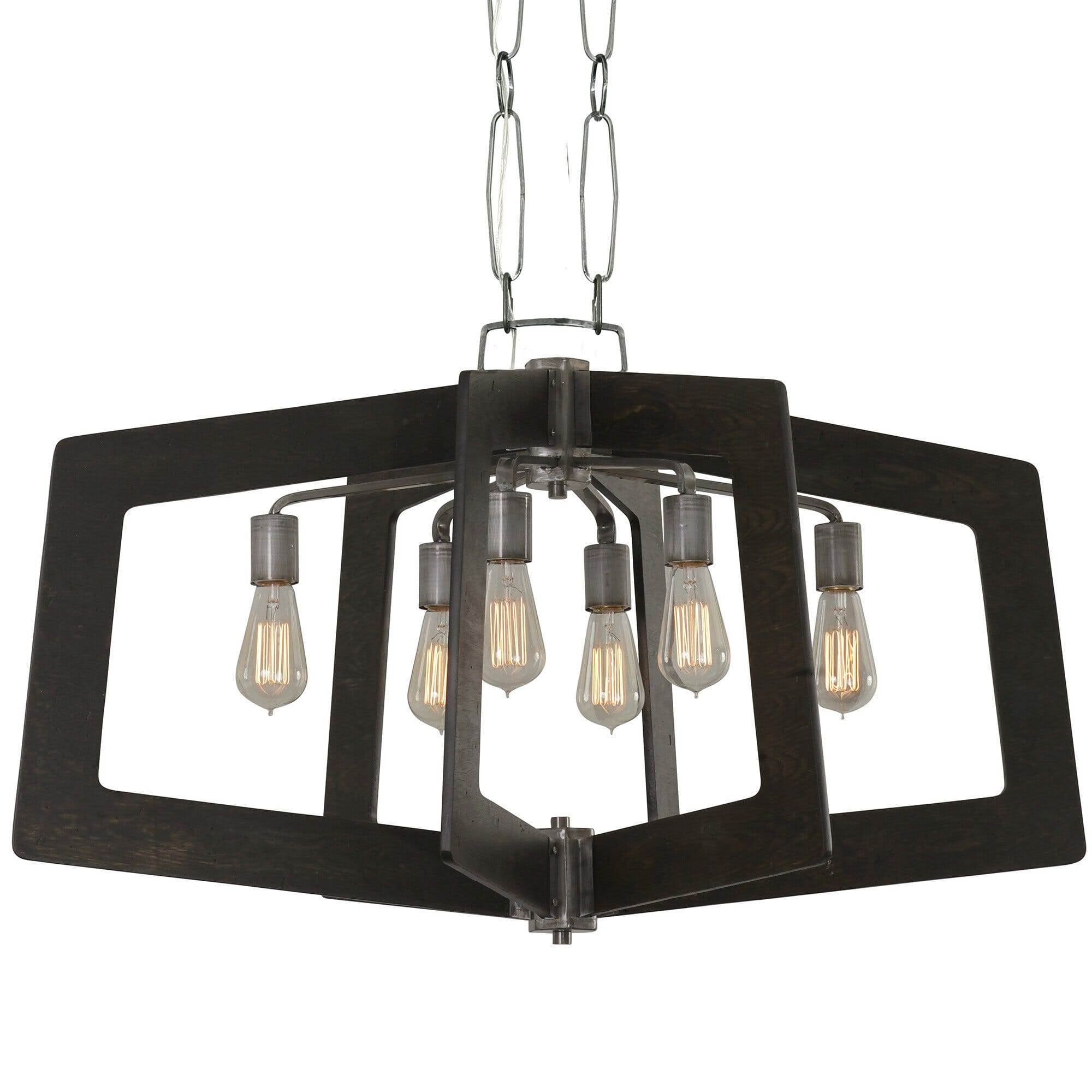 Varaluz Lofty 6-Light 36" Linear Pendant in Steel and Faux Zebrawood