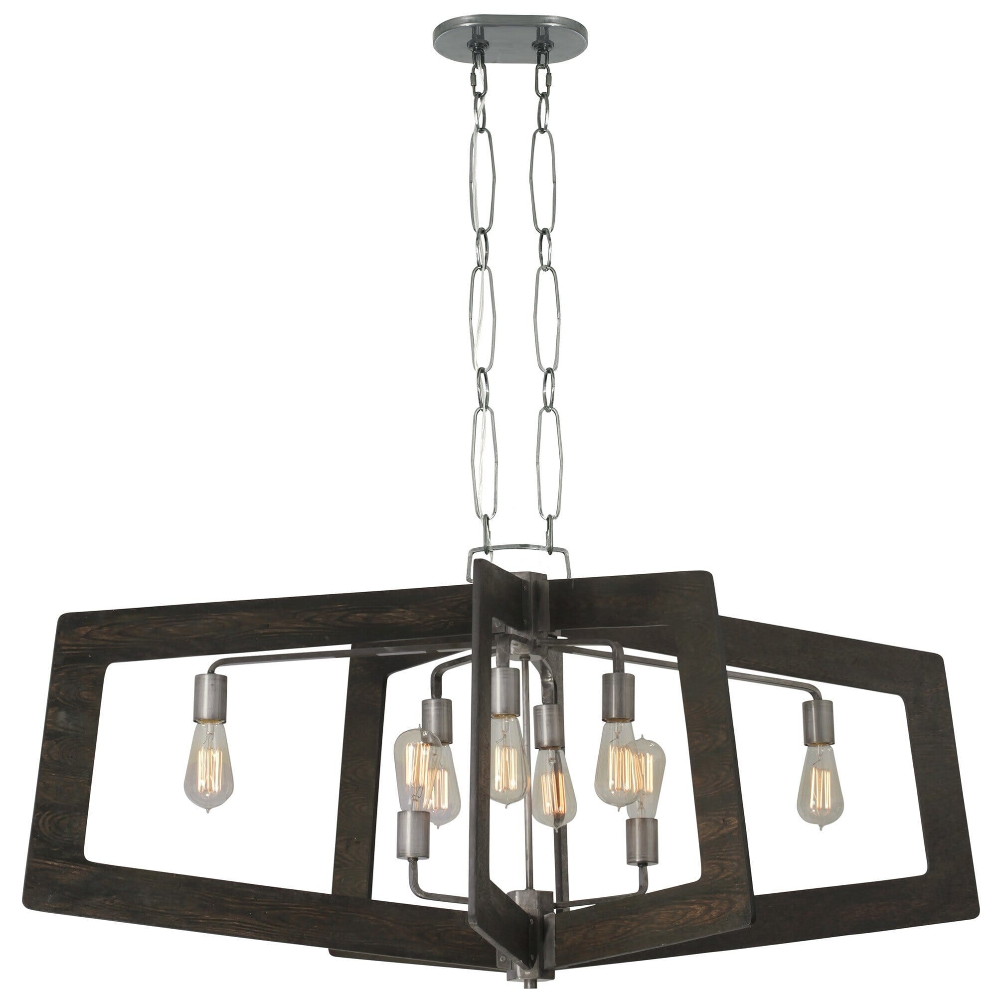 Varaluz Lofty 8-Light 48" Linear Pendant in Steel and Faux Zebrawood