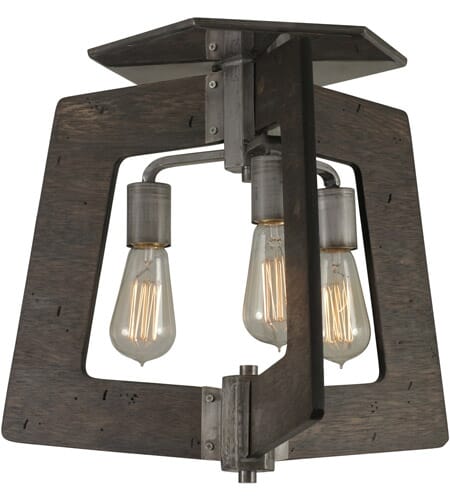 Varaluz Lofty 3-Light Ceiling Light in Steel and Faux Zebrawood