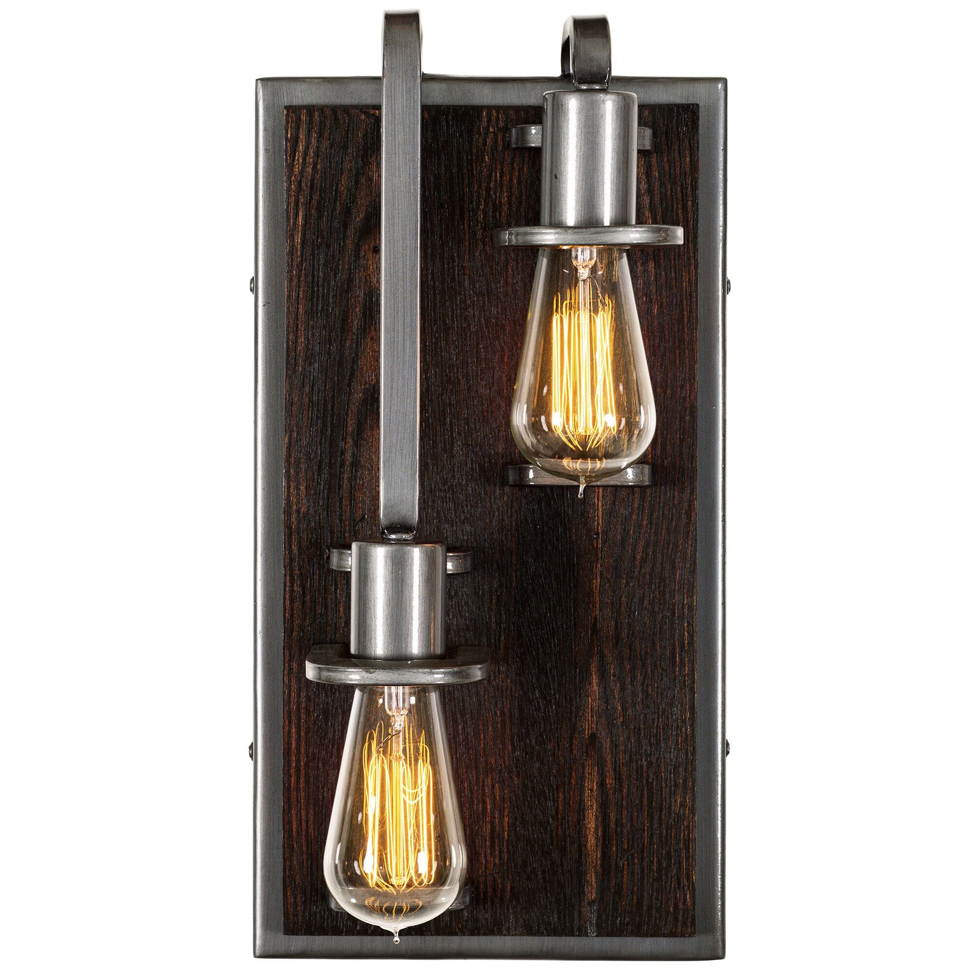 Varaluz Lofty 2-Light Wall Sconce in Steel and Faux Zebrawood