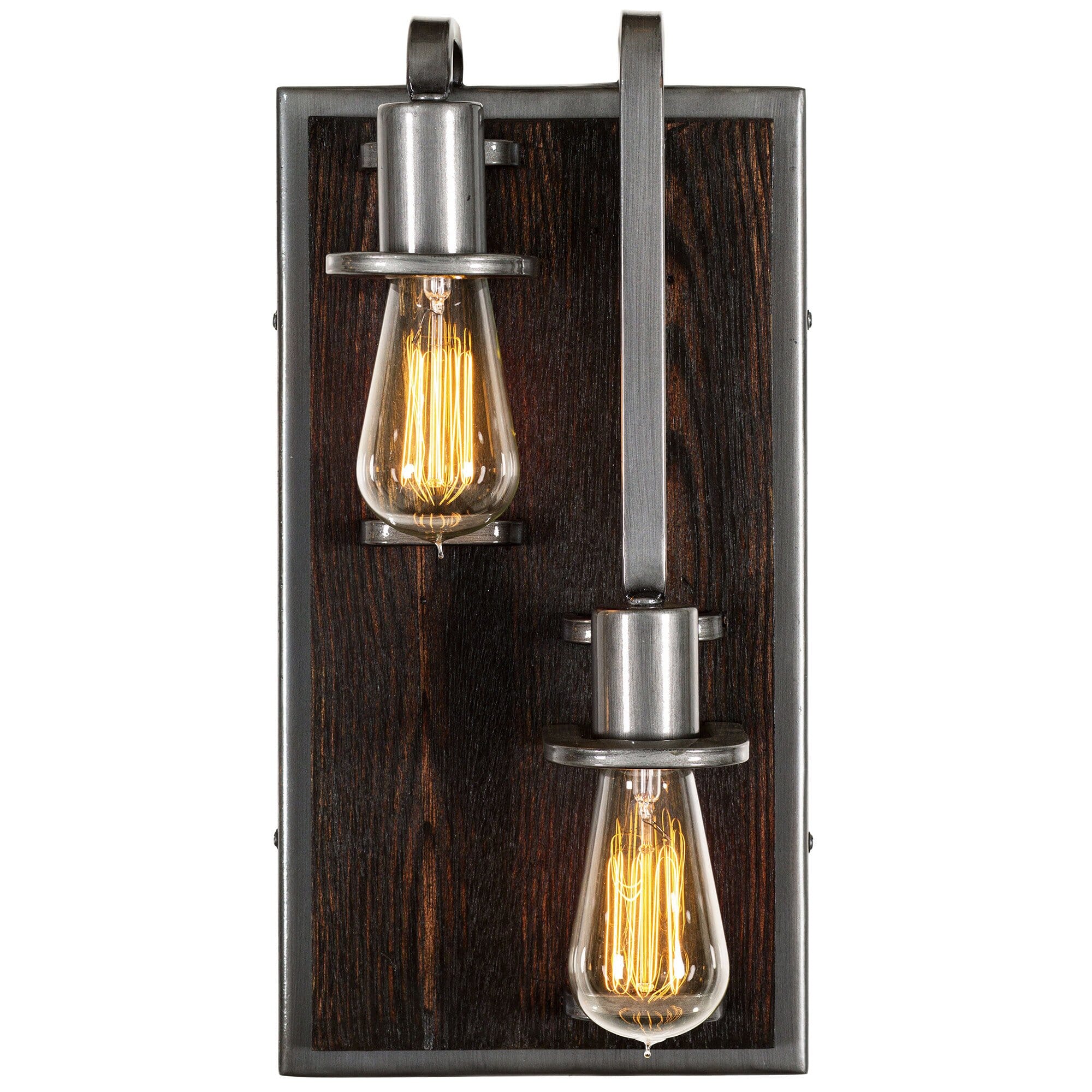 Varaluz Lofty 2-Light 16" Wall Sconce in Steel and Faux Zebrawood