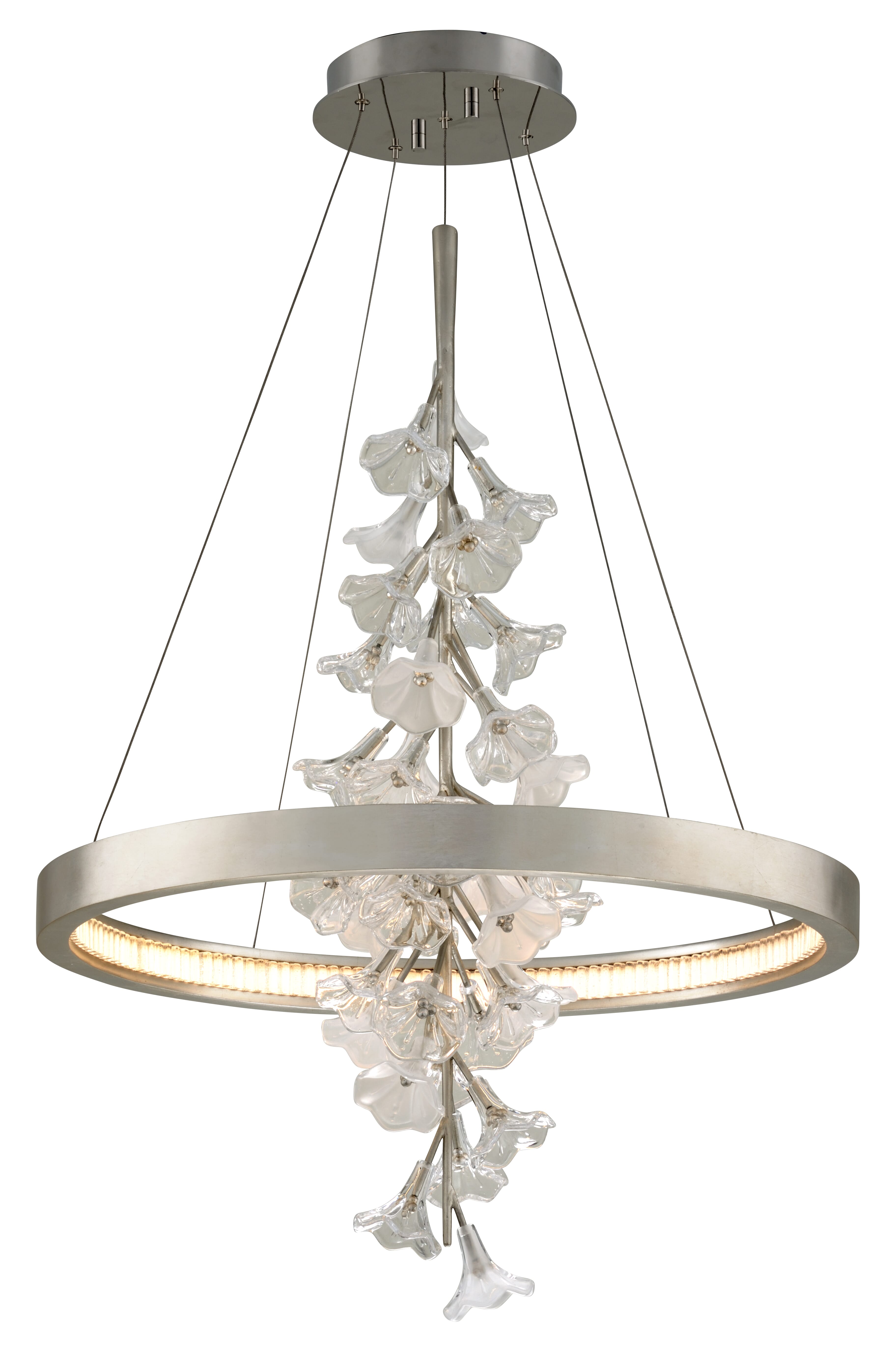 Corbett Jasmine 43" Pendant Light in Silver Leaf