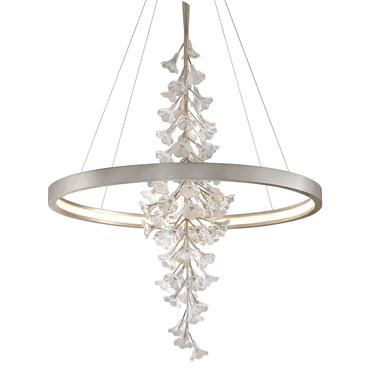 Corbett Jasmine 66" Pendant Light in Silver Leaf