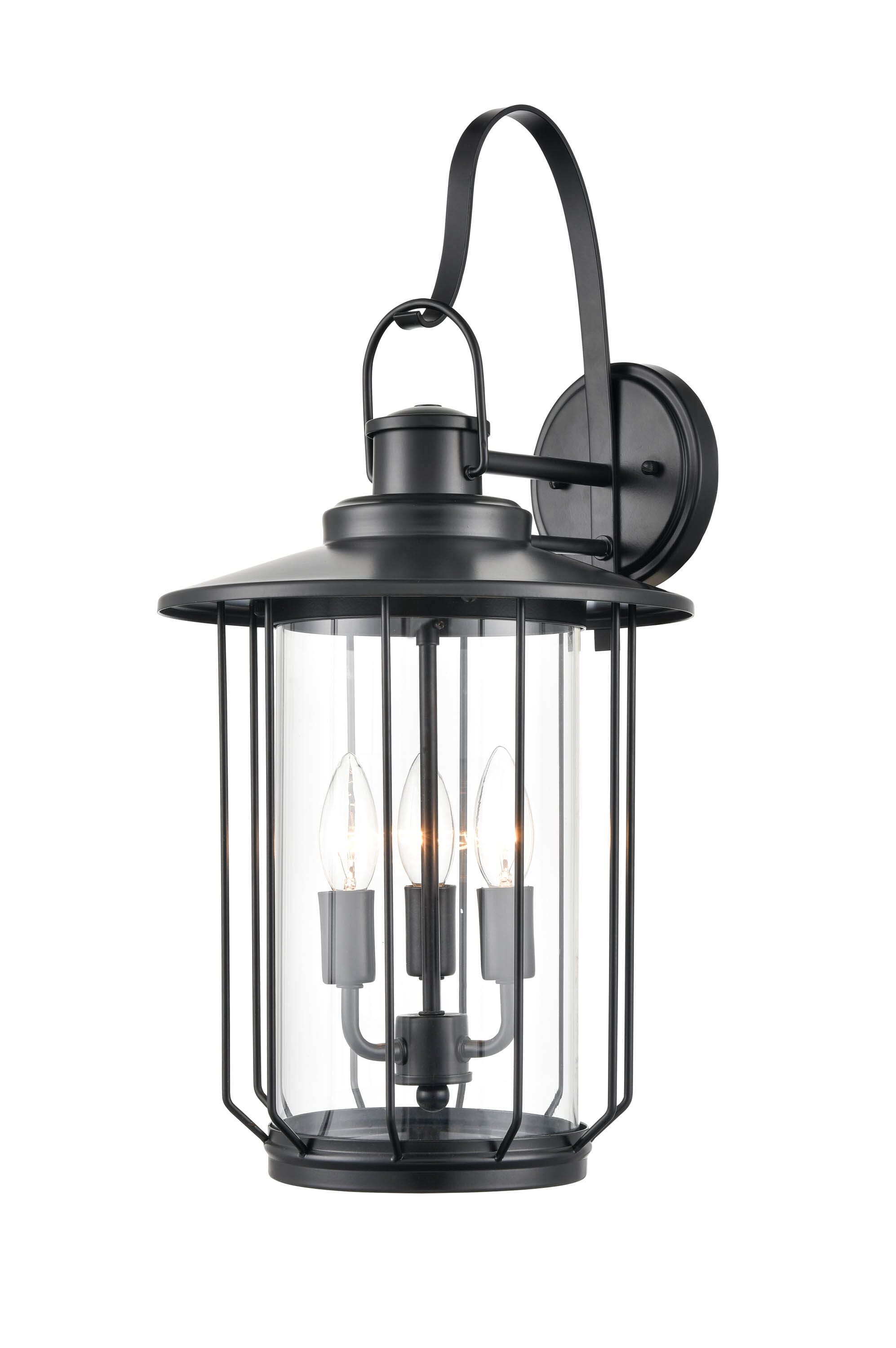 Millennium Belvoir 3-Light Outdoor Wall Light in Powder Coat Black