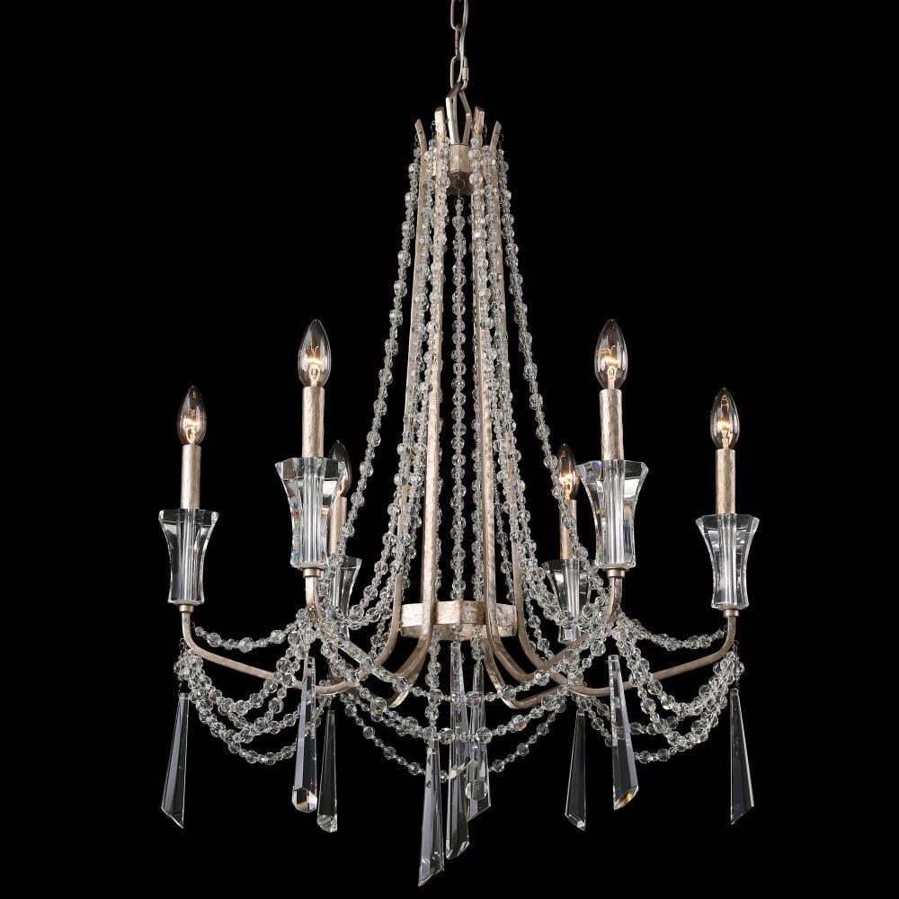 Varaluz Barcelona 6-Light Crystal Chandelier in Transcend Silver