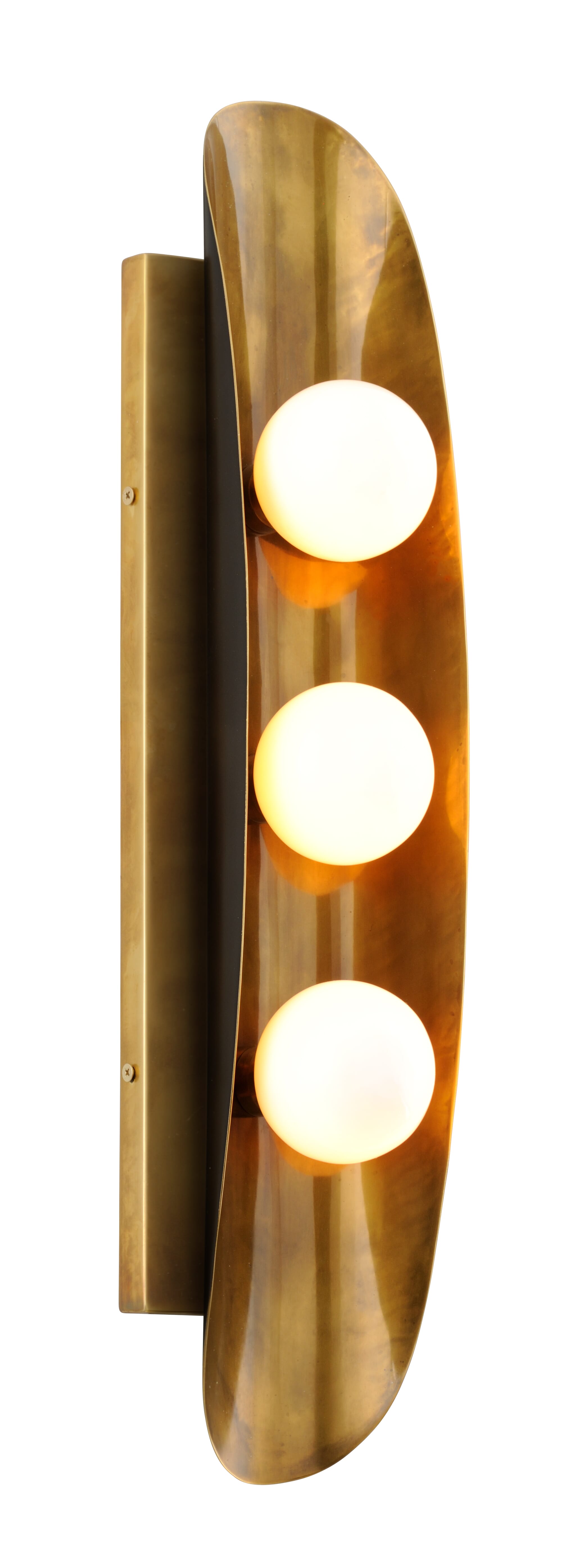 Corbett Hopper by Martyn Lawrence Bullard 3-Light Wall Sconce in Vintage Brass Bronze Accents