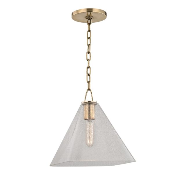 Hudson Valley Sanderson 12" Pendant Light in Aged Brass