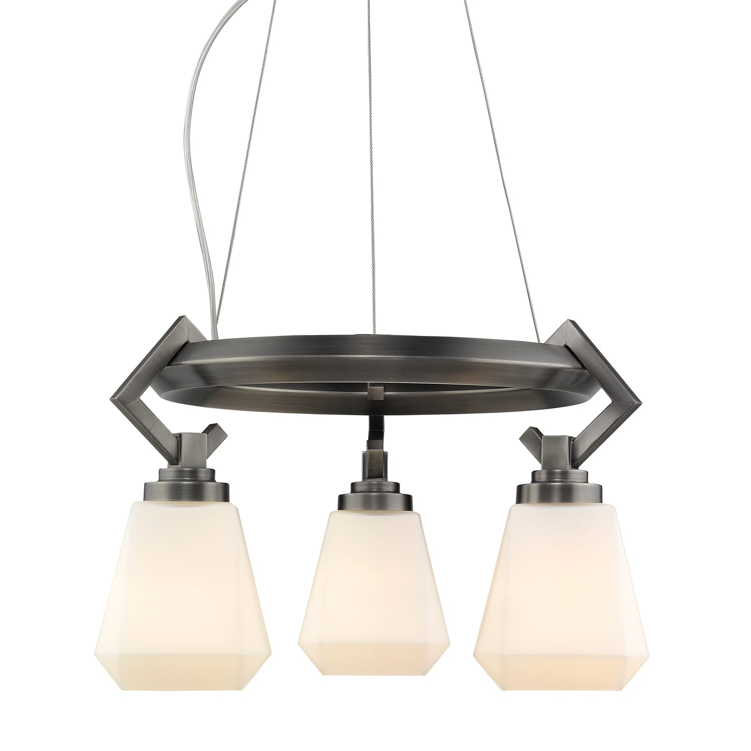 Golden Hollis 3-Light Mini Chandelier in Aged Steel