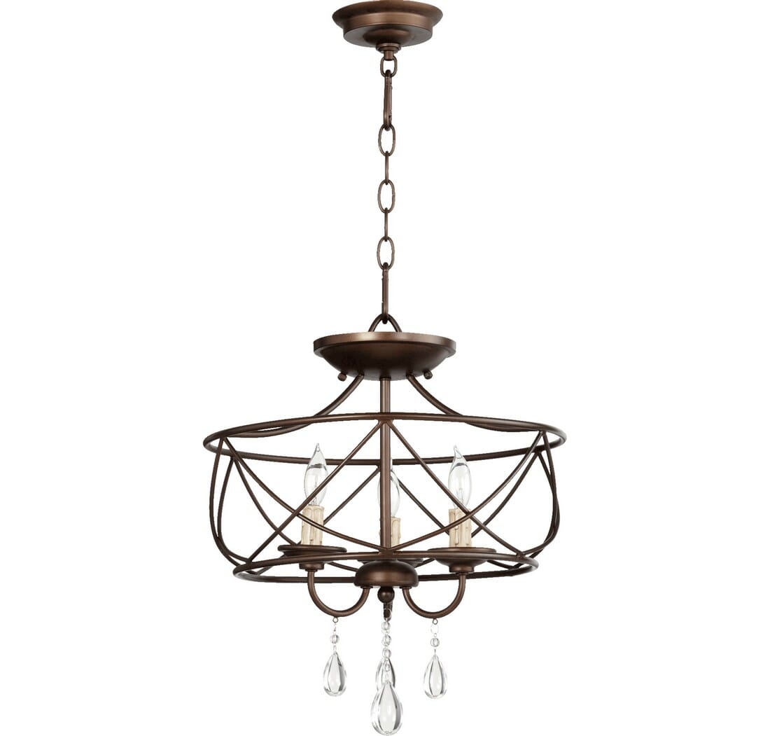 Quorum Cilia 3-Light 16" Pendant Light in Oiled Bronze