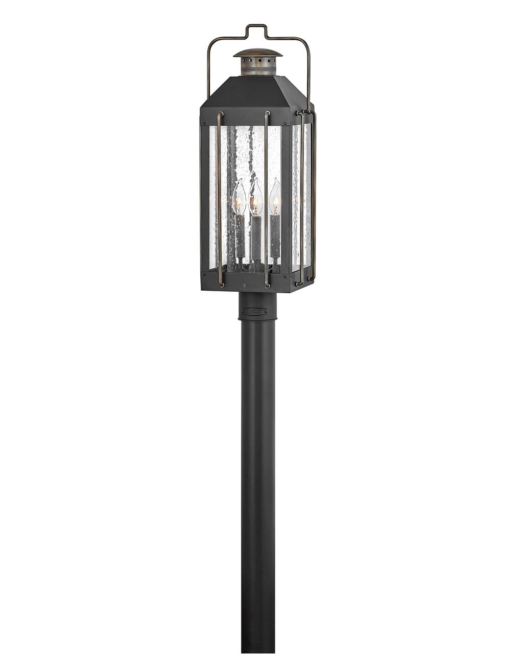 Hinkley Fitzgerald 3-Light 26" Outdoor Post Light in Textured Black