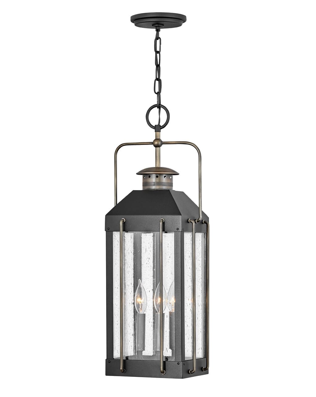 Hinkley Fitzgerald 3-Light Outdoor Hanging Light in Textured Black