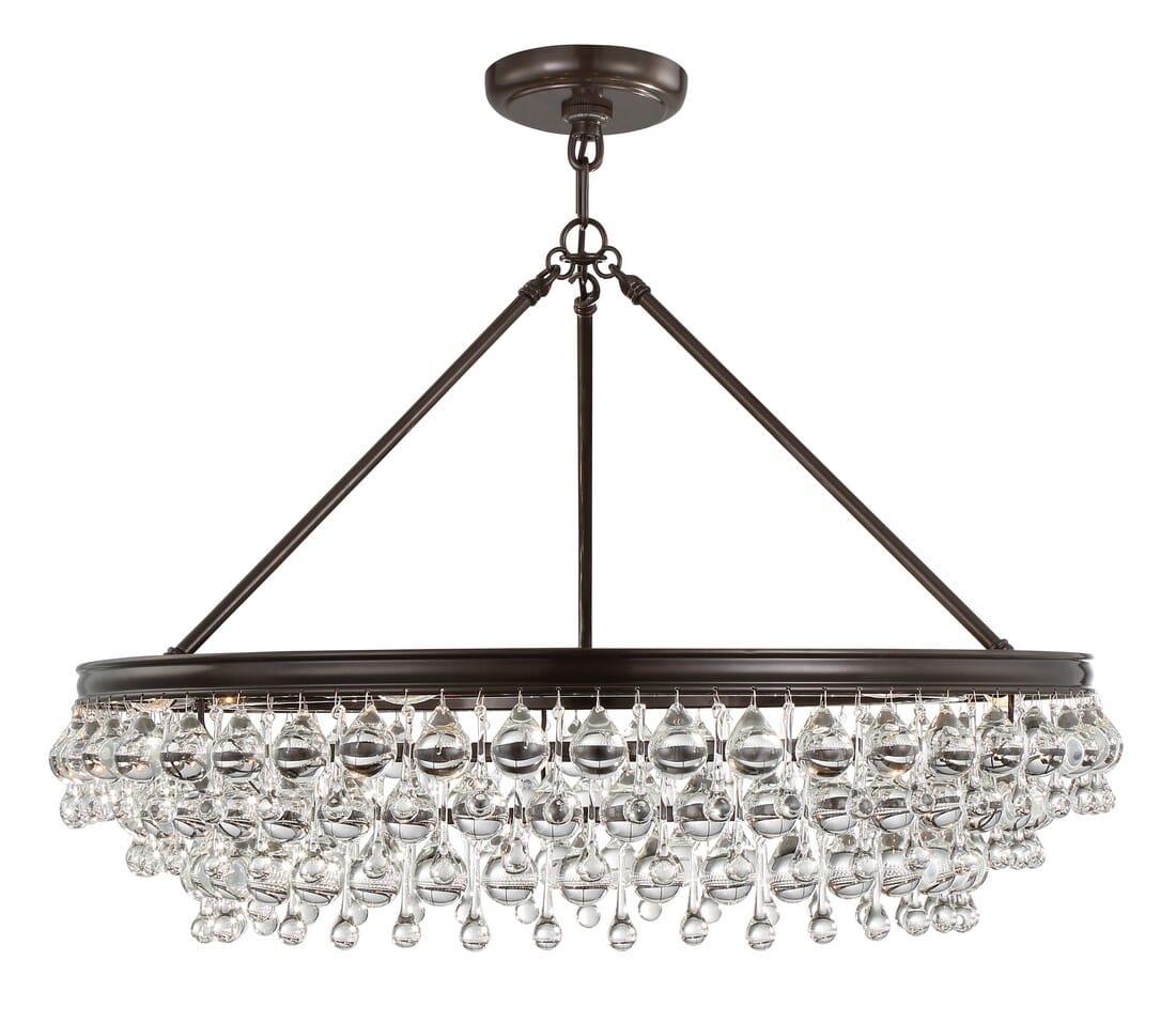 Crystorama Calypso 20" Chandelier in Vibrant Bronze with Clear Glass Drops Crystals