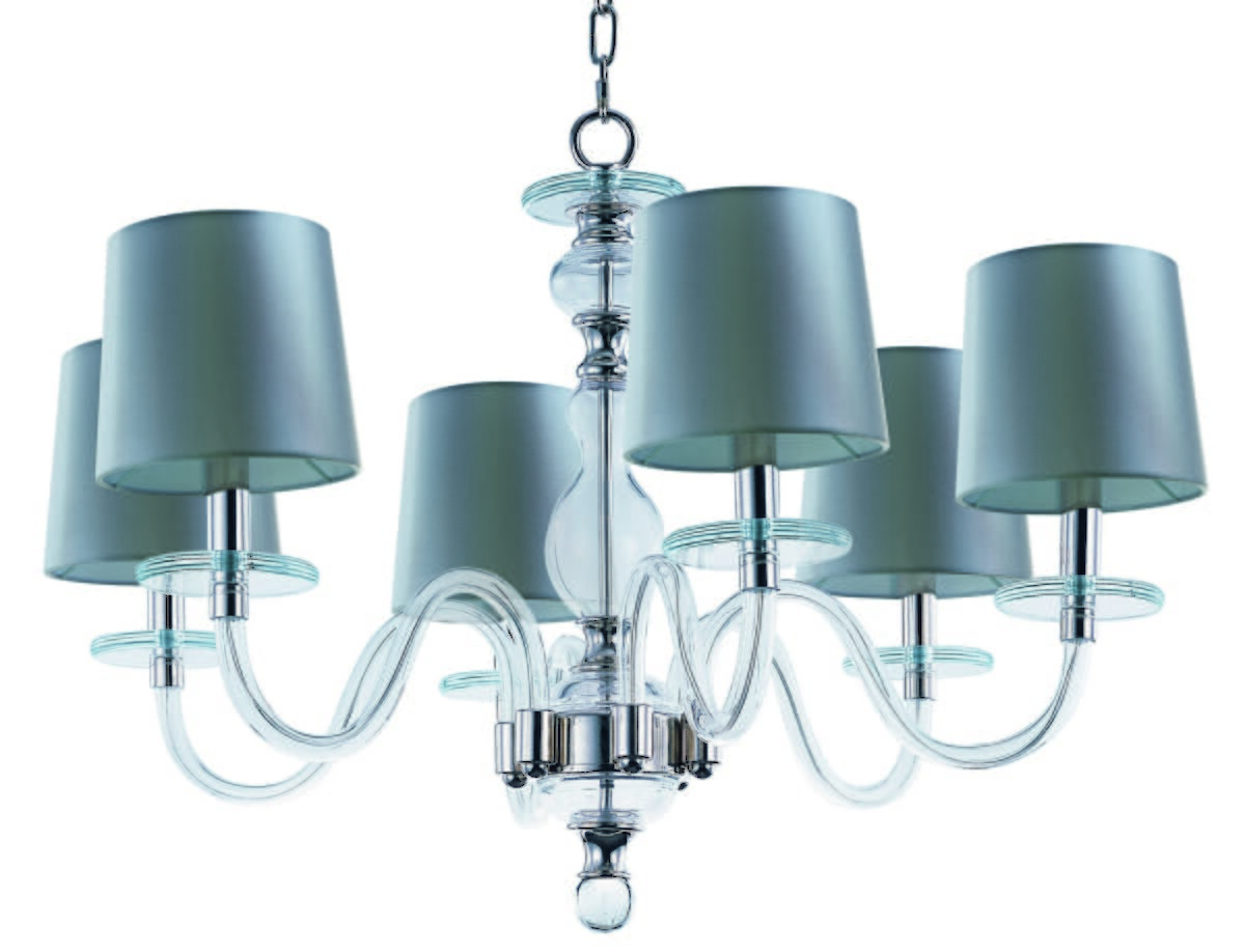 Maxim Lighting Venezia 28" 6-Light Clear Chandelier in Polished Nickel