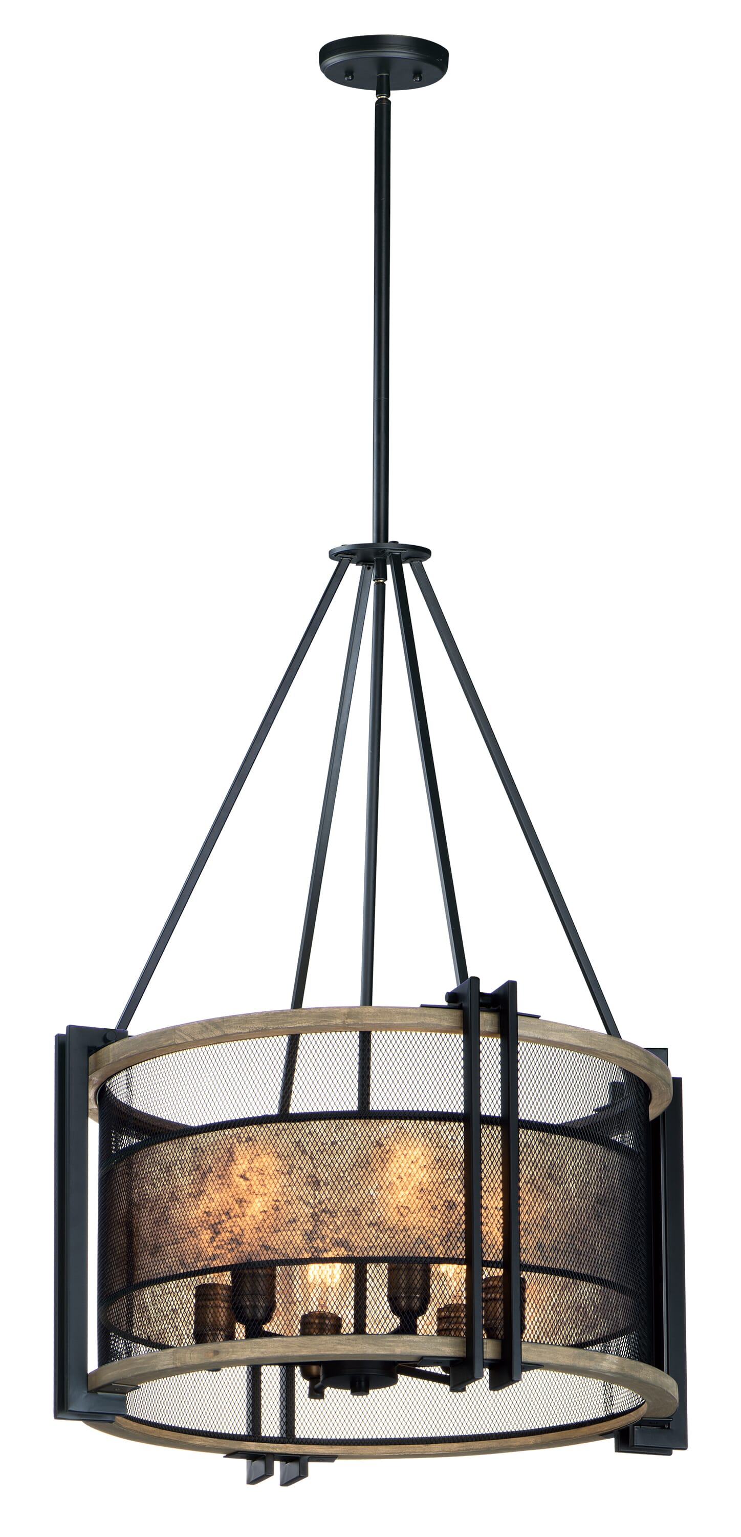 Maxim Boundry 6-Light Chandelier in Black and Barn Wood