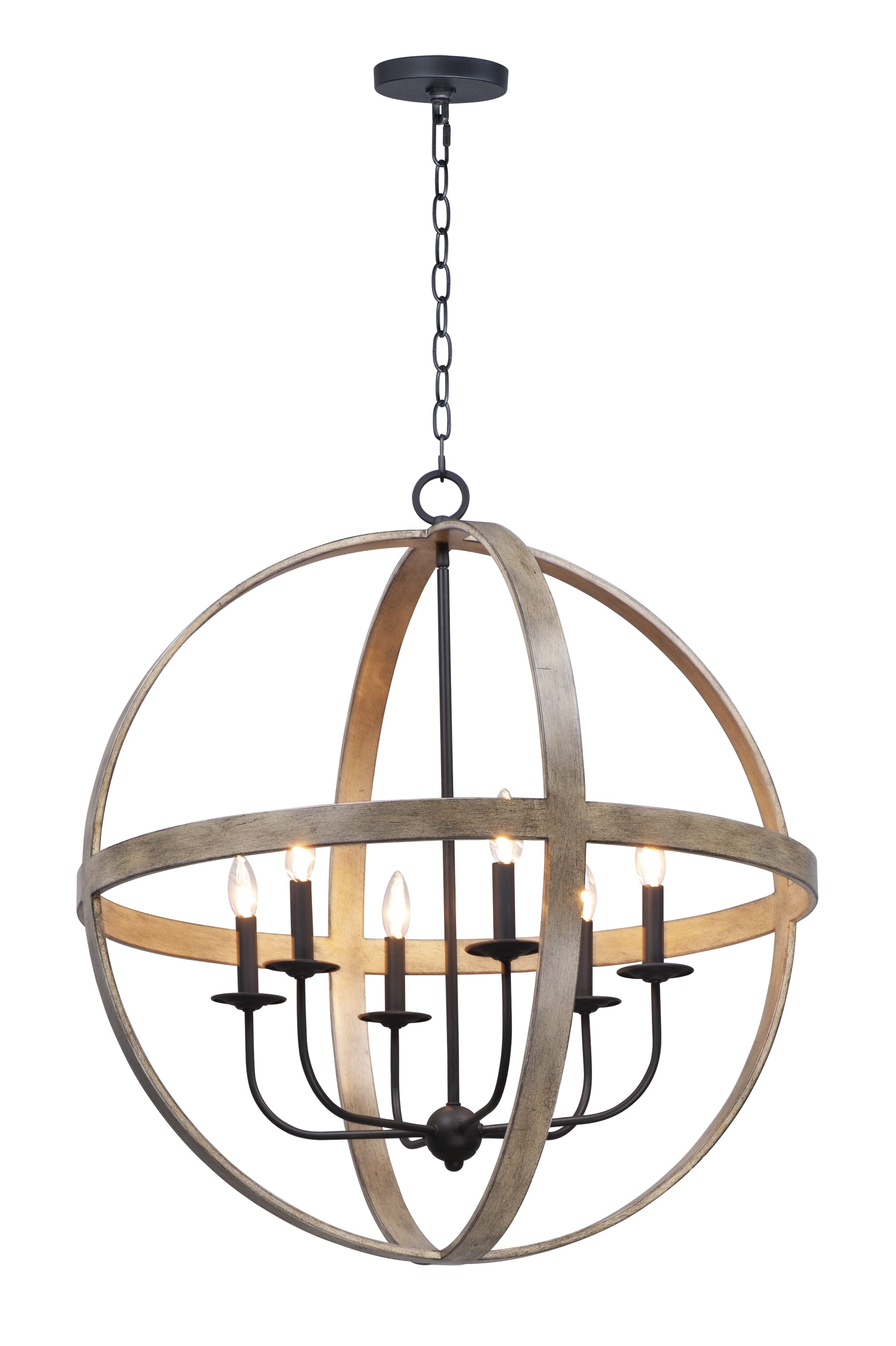 Maxim Compass 6-Light 30" Pendant Light in Antique Pecan and Black