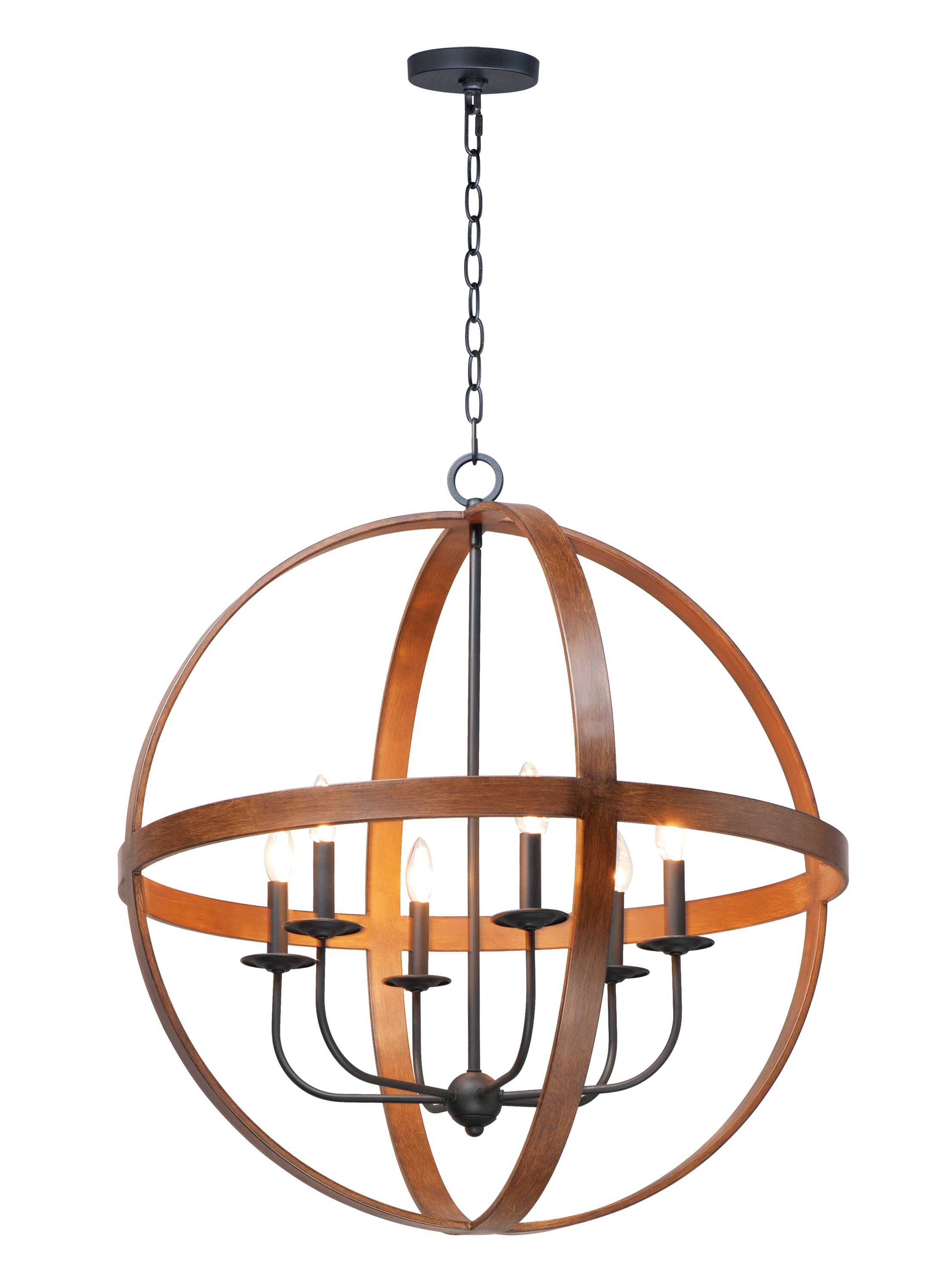 Maxim Compass 6-Light 30" Pendant Light in Barn Wood and Black