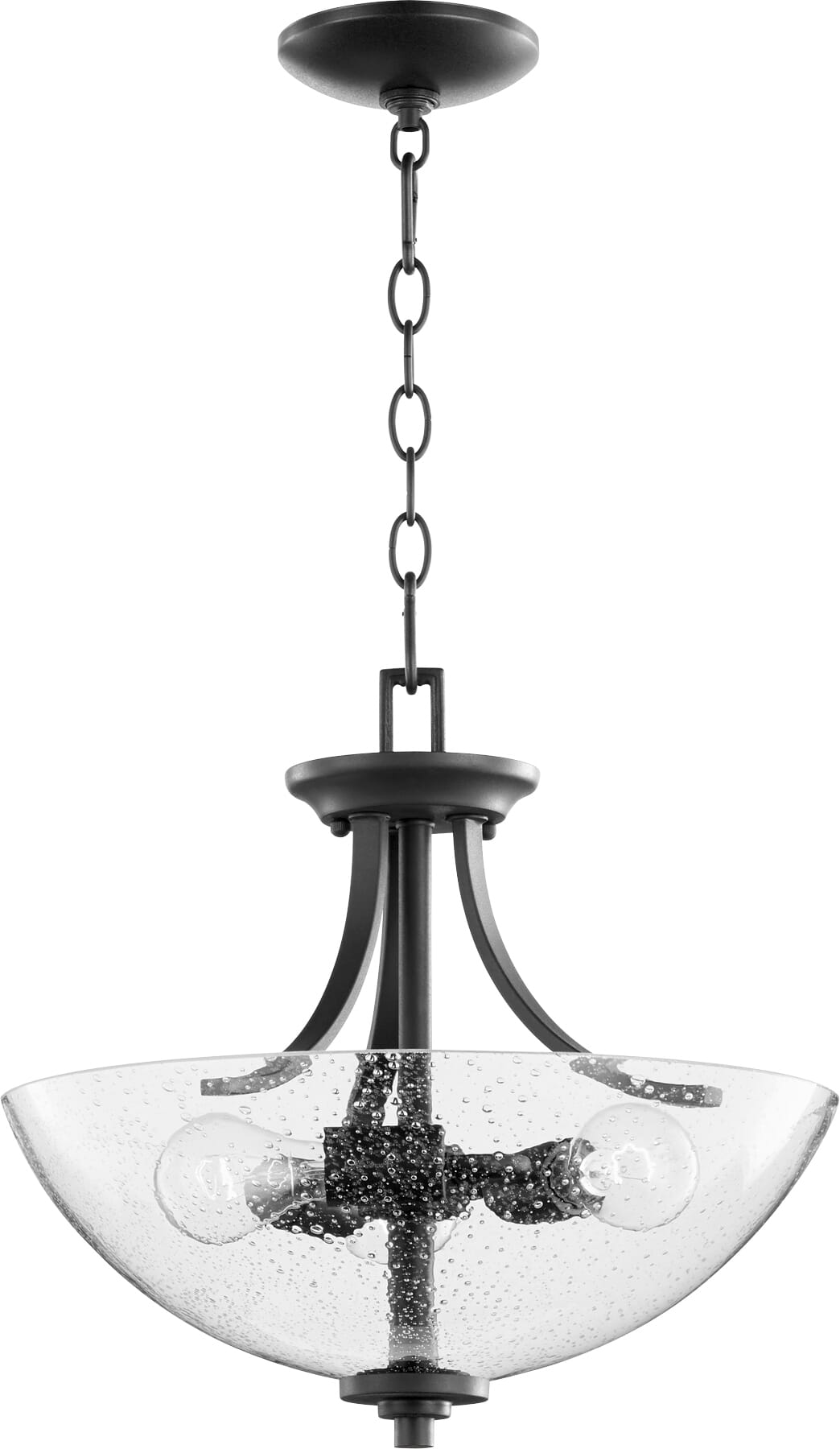 Quorum Reyes 3-Light 16" Pendant Light in Noir with Clear