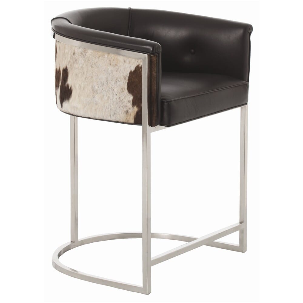 Arteriors Calvin 33" Counter Stool in Black and White Hide