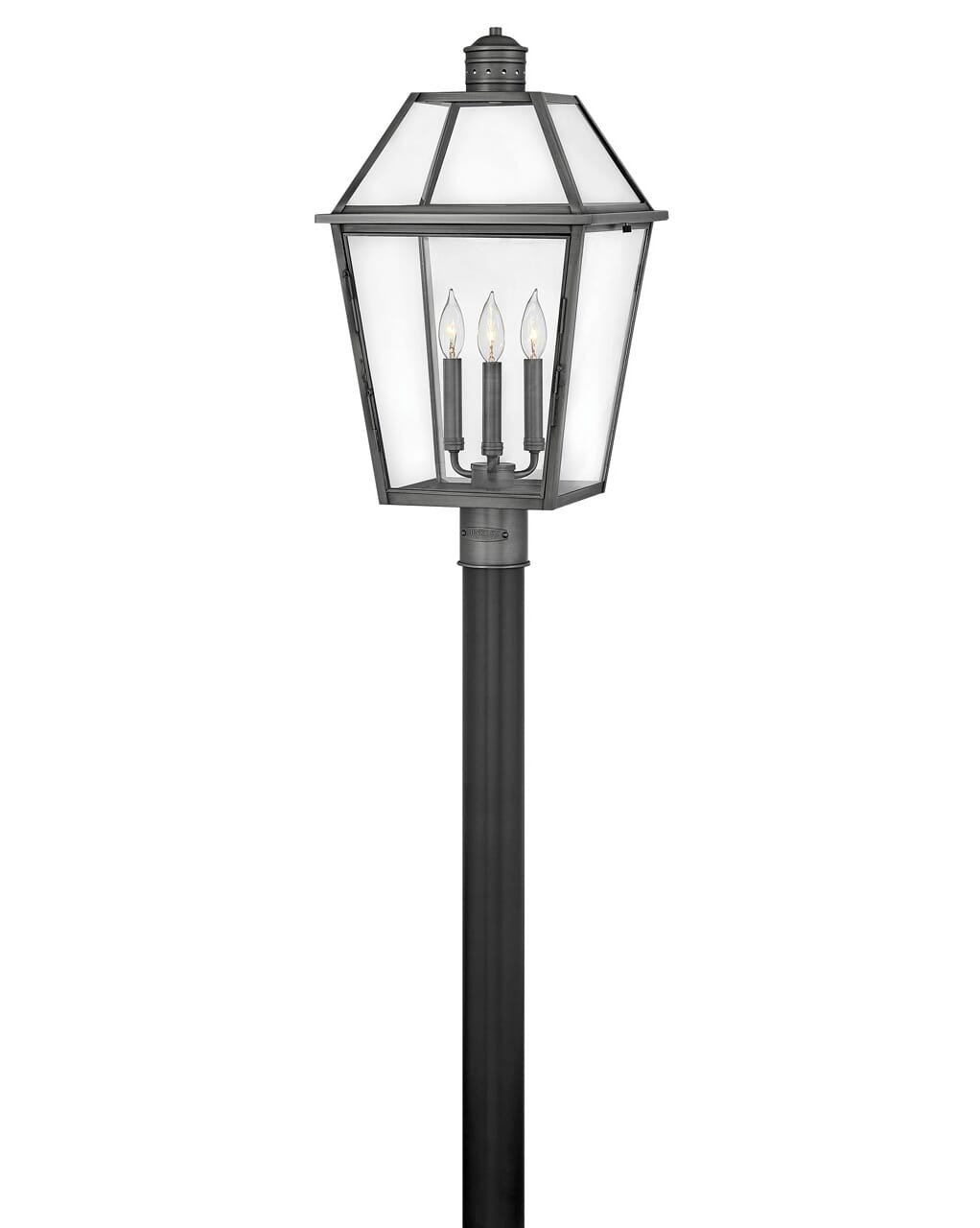 Hinkley Nouvelle 3-Light 25" Outdoor Post Light in Blackened Brass