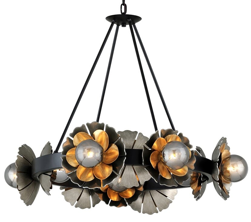 Corbett Magic Garden by Martyn Lawrence Bullard 10-Light Transitional Chandelier in Black Graphite Bronze Leaf