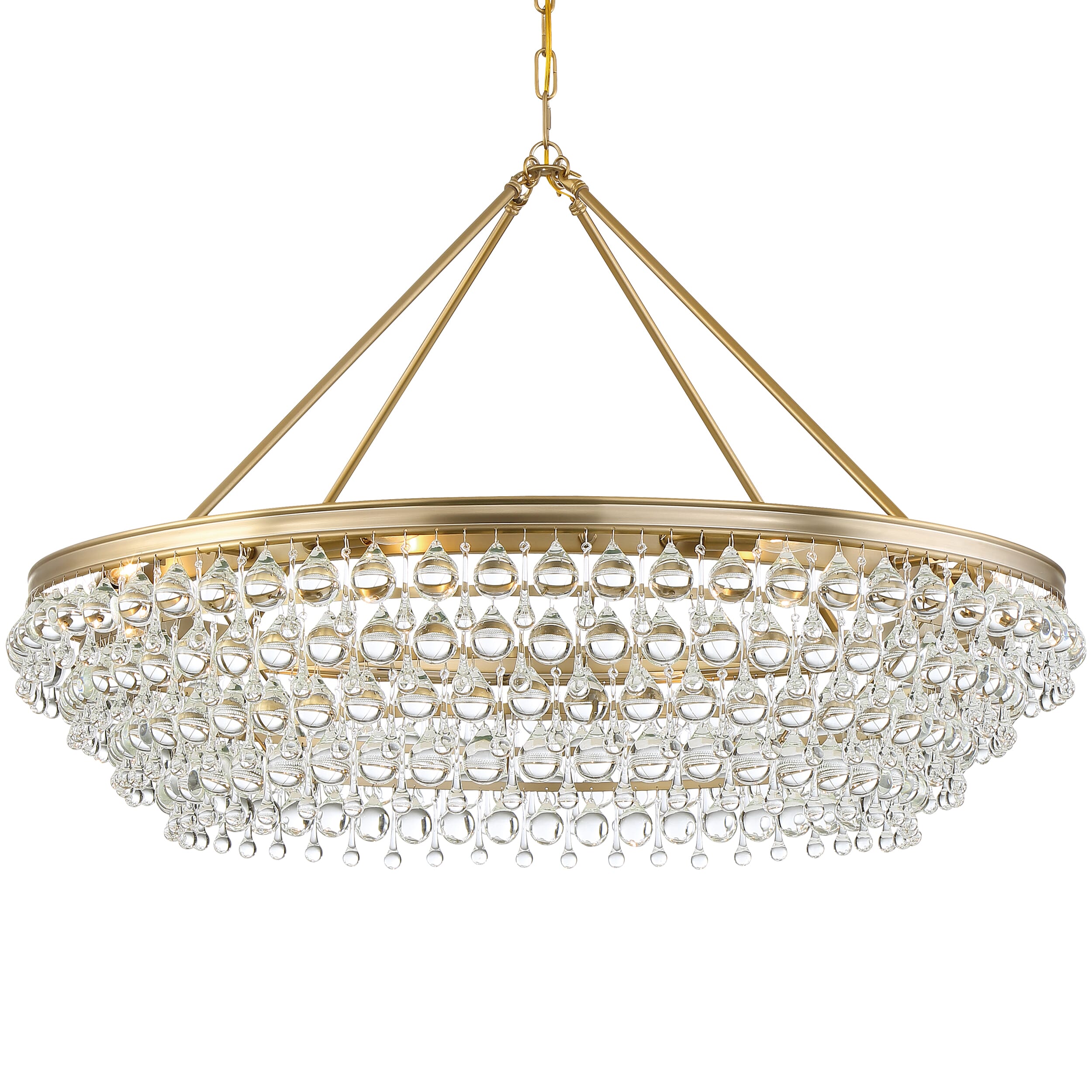 Crystorama Calypso 8-Light 26" Transitional Chandelier in Vibrant Gold with Clear Glass Drops Crystals