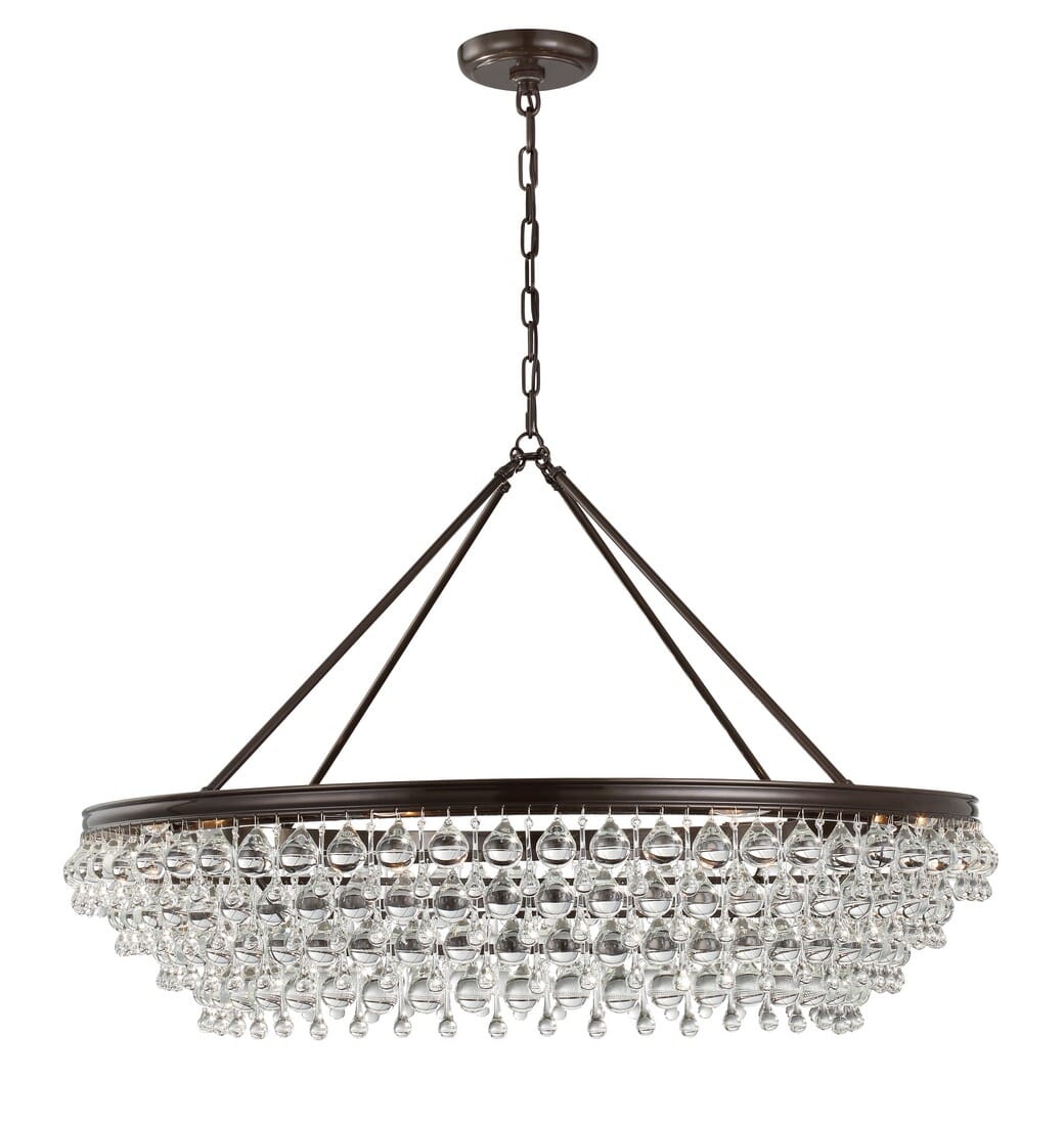 Crystorama Calypso 8-Light 26" Transitional Chandelier in Vibrant Bronze with Clear Glass Drops Crystals