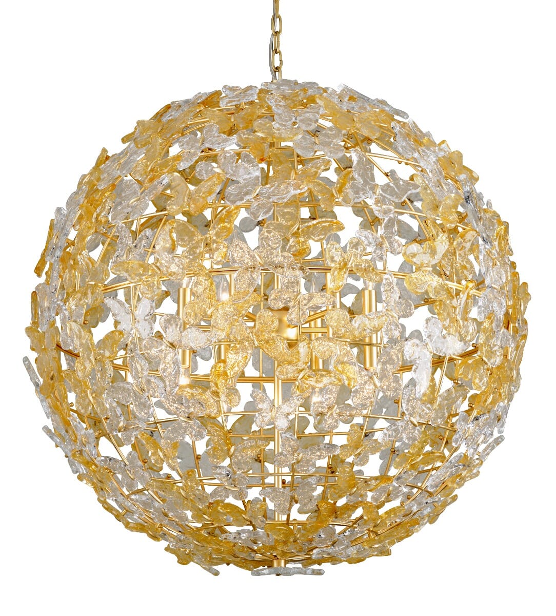 Corbett Milan by Martyn Lawrence Bullard 12-Light 46" Pendant Light in Gold Leaf