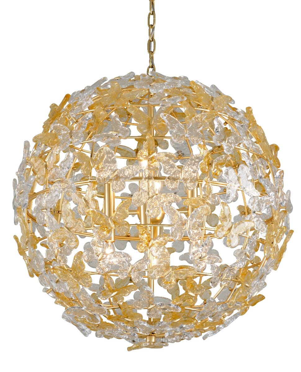 Corbett Milan by Martyn Lawrence Bullard 8-Light 36" Pendant Light in Gold Leaf