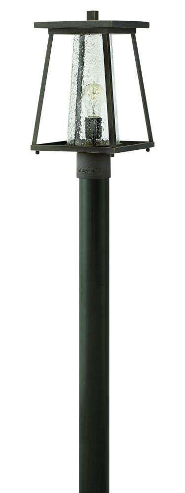 Hinkley Burke 1-Light Outdoor Post Top Pier Mount in Oil Rubbed Bronze with Clear Glass