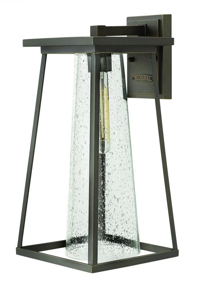 Hinkley Burke 1-Light Outdoor Large Wall Mount in Oil Rubbed Bronze with Clear Glass