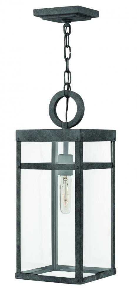 Hinkley Porter by Lisa McDennon Iron 1-Light Outdoor Hanging Lantern in Aged Zinc