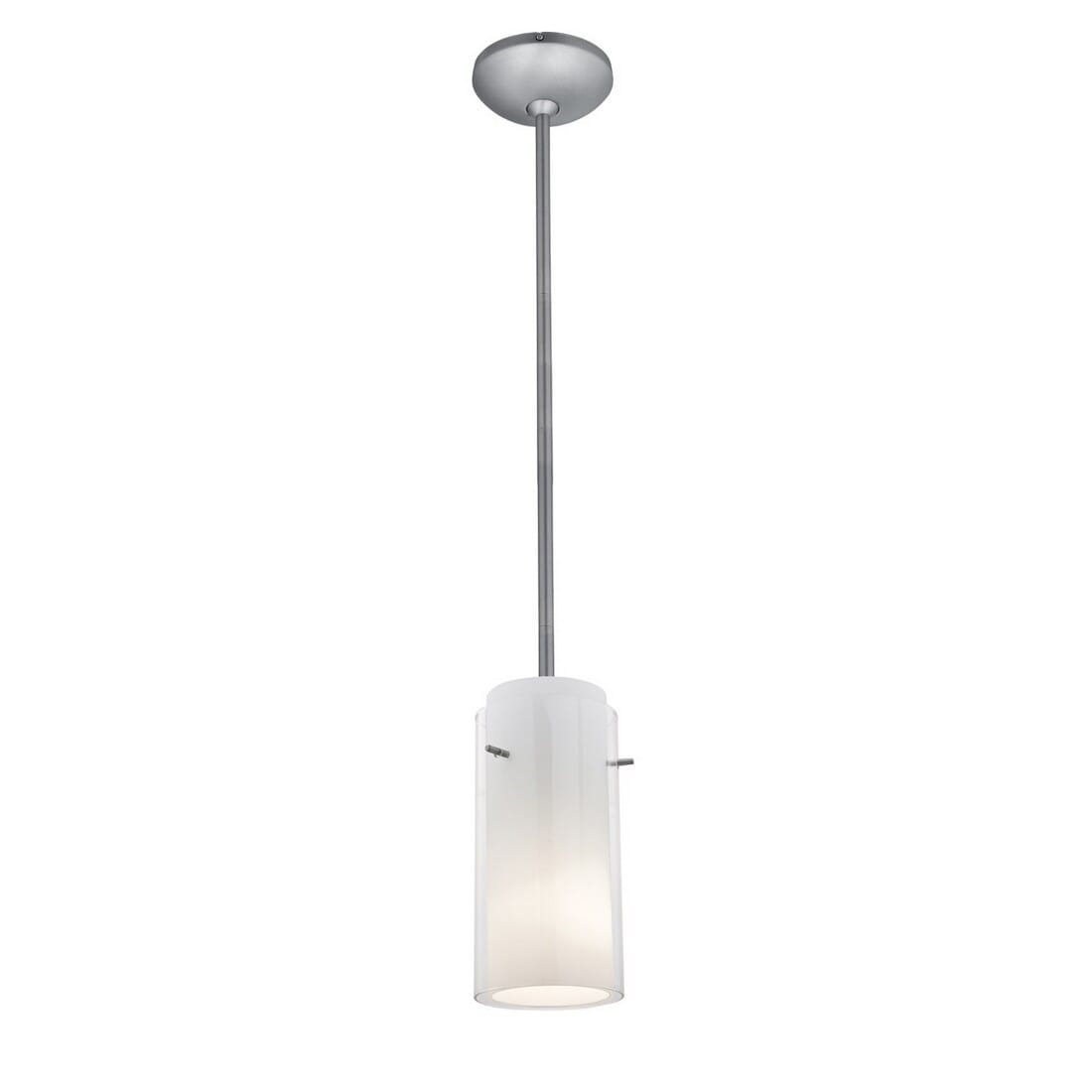 Access Glass`N Glass Cylinder Pendant Light in Brushed Steel