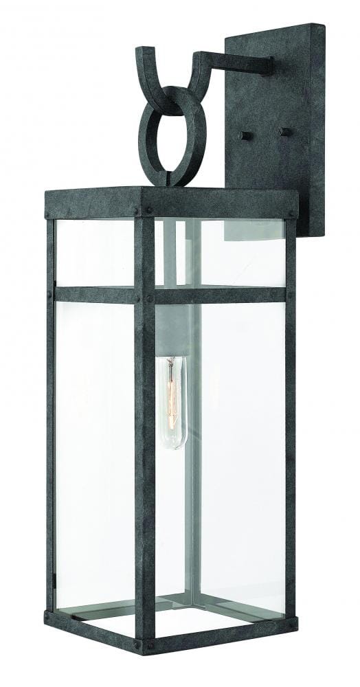 Hinkley Porter by Lisa McDennon Iron 1-Light Outdoor Large Wall Sconce in Aged Zinc