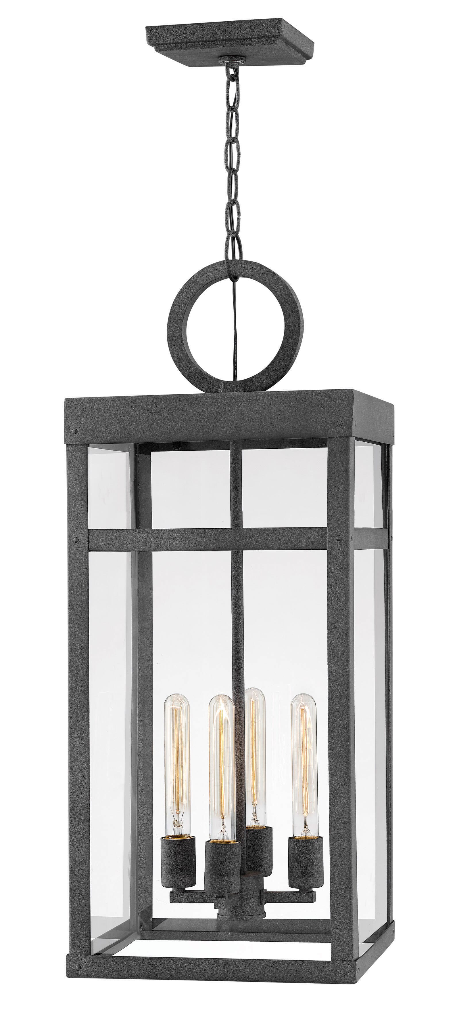 Hinkley Porter by Lisa McDennon Iron 4-Light Outdoor Hanging Lantern in Aged Zinc